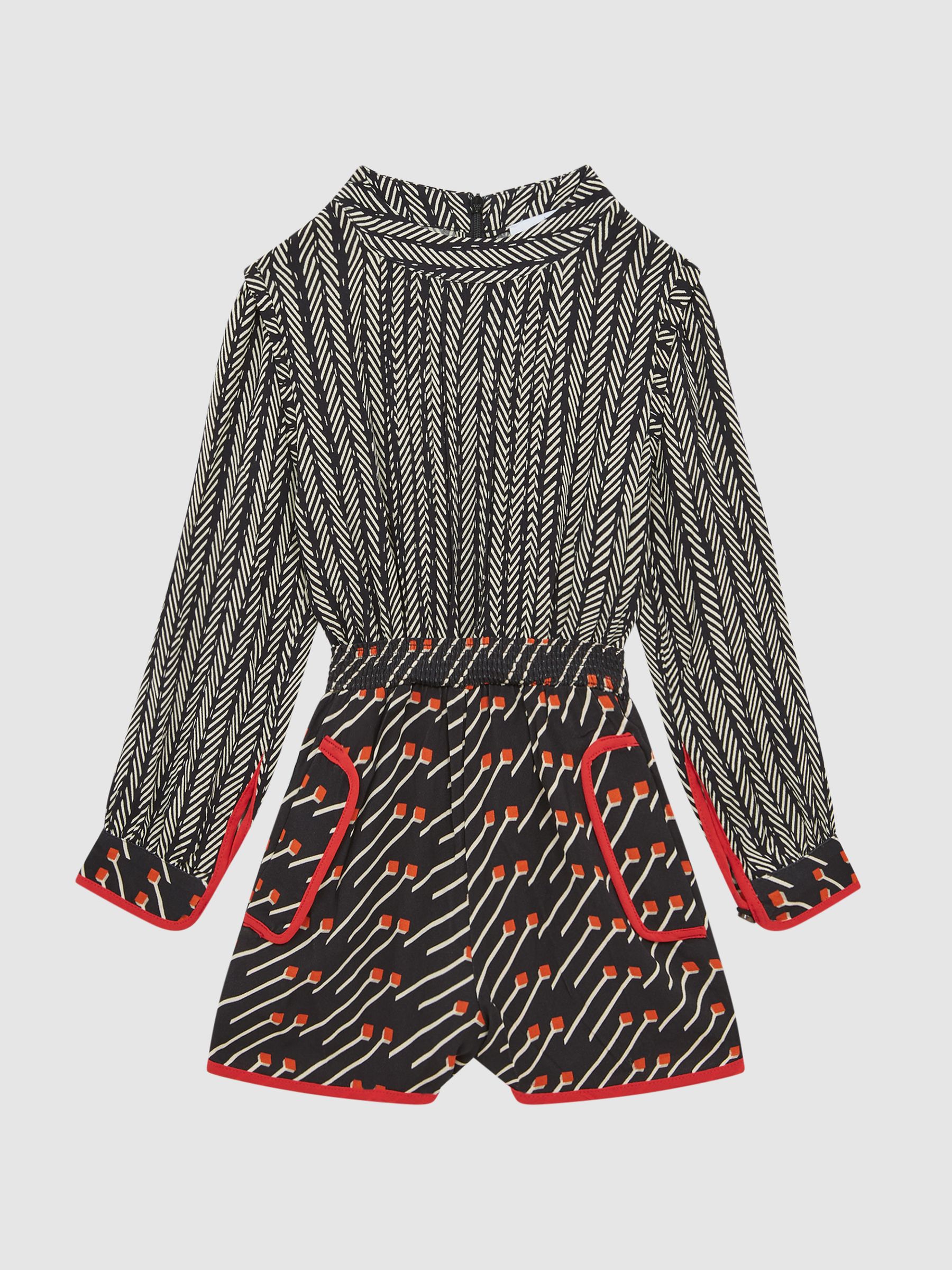 Junior Printed Playsuit in Black/Red - Image 2 of 8
