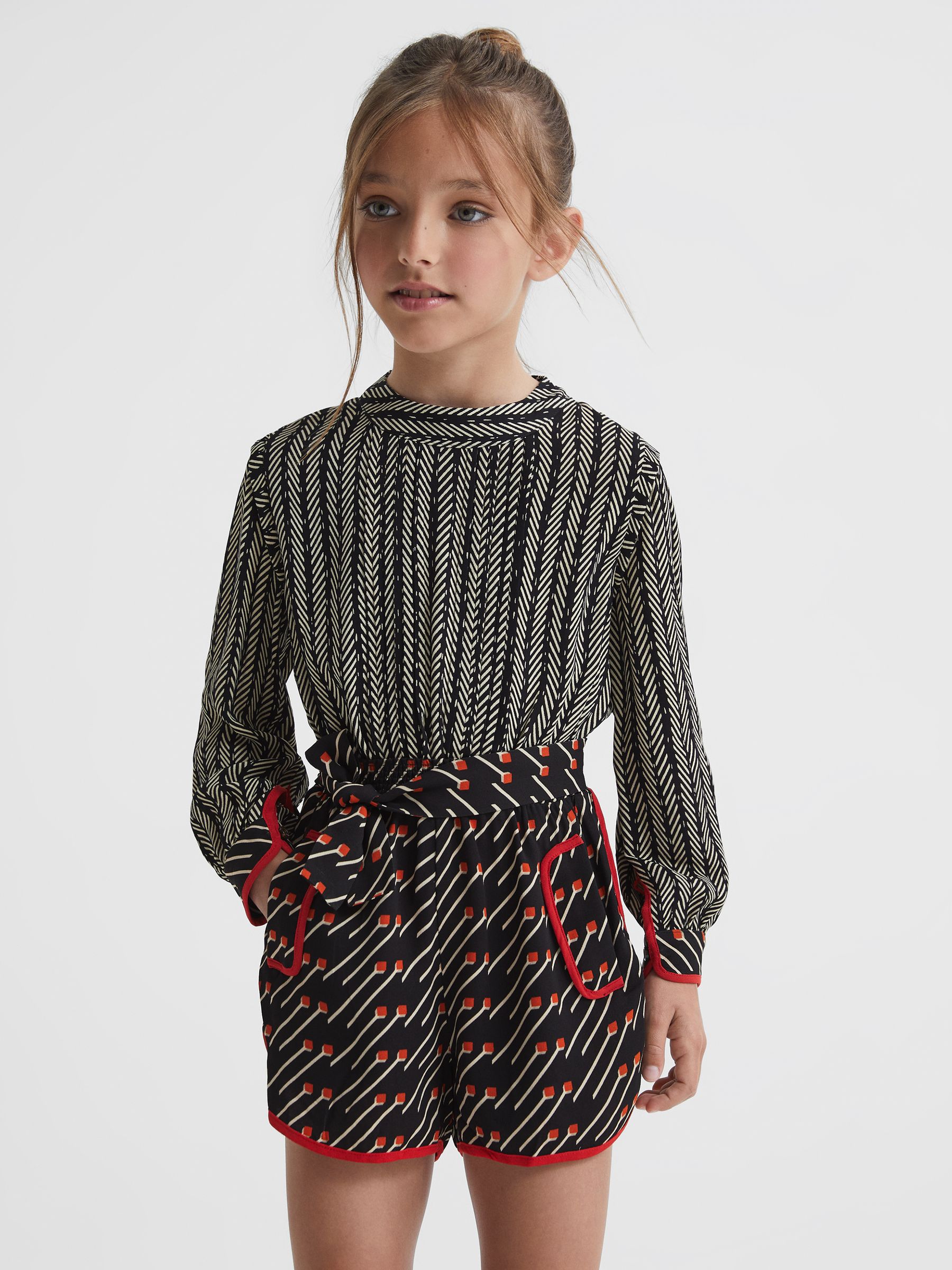 Junior Printed Playsuit in Black/Red - Image 7 of 8