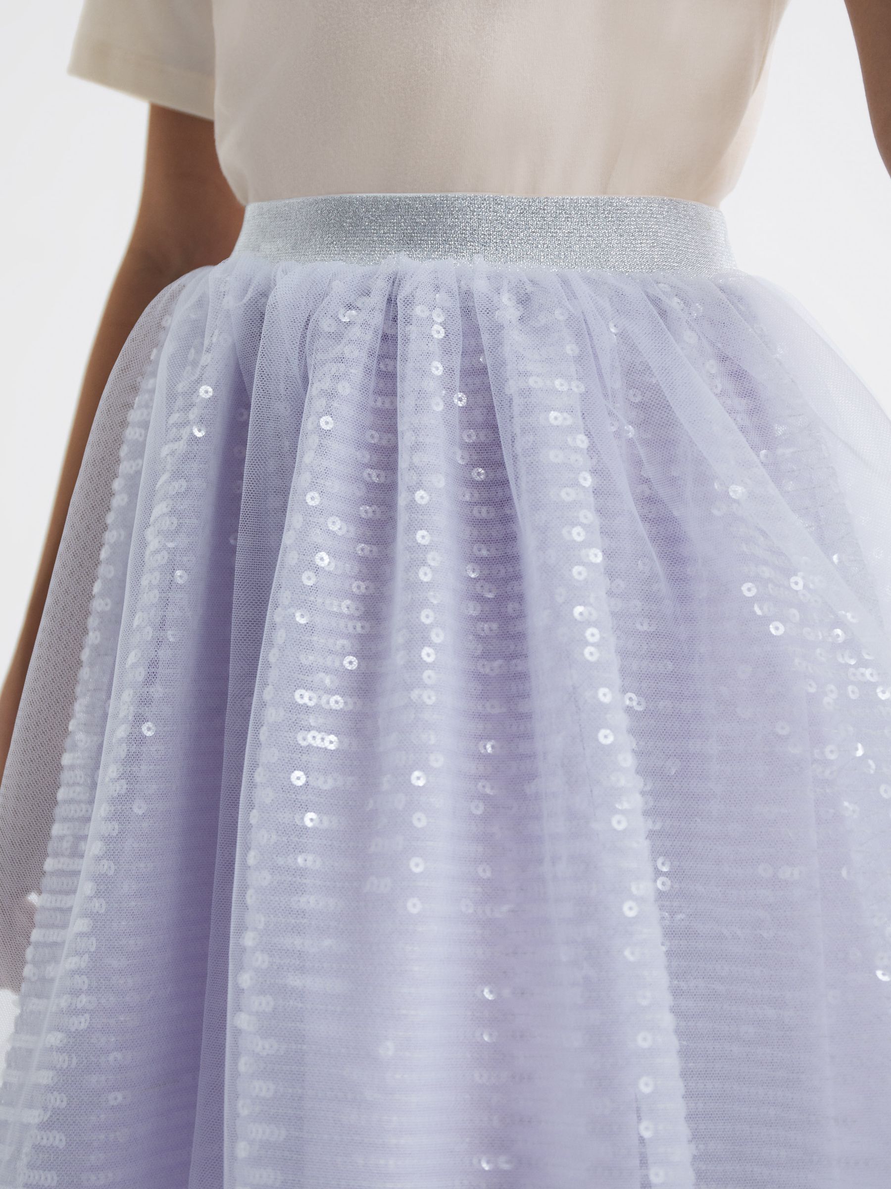 9-12 yrs Sequin Midi Skirt in Lilac - Image 4 of 6