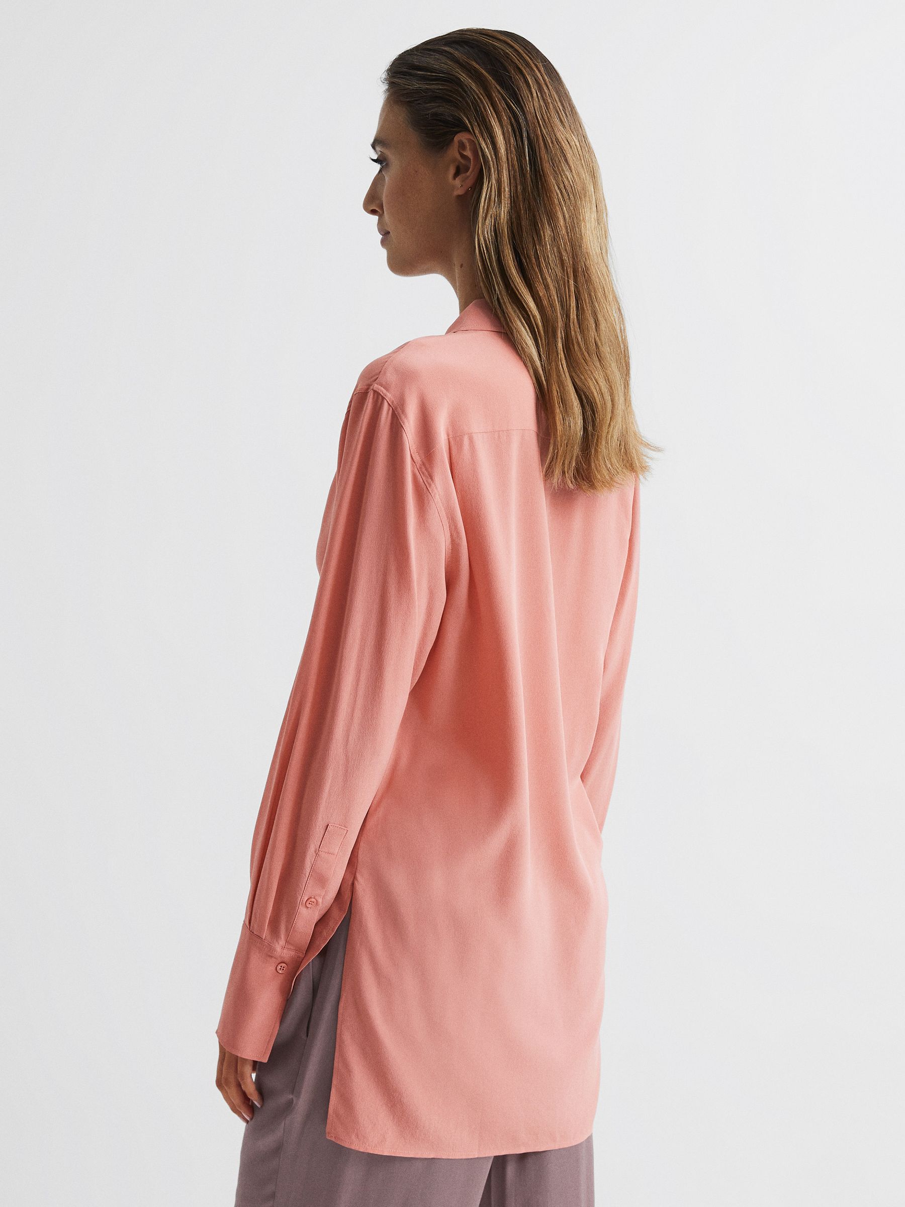 Matte Silk Tunic Shirt in Pink - Image 5 of 6