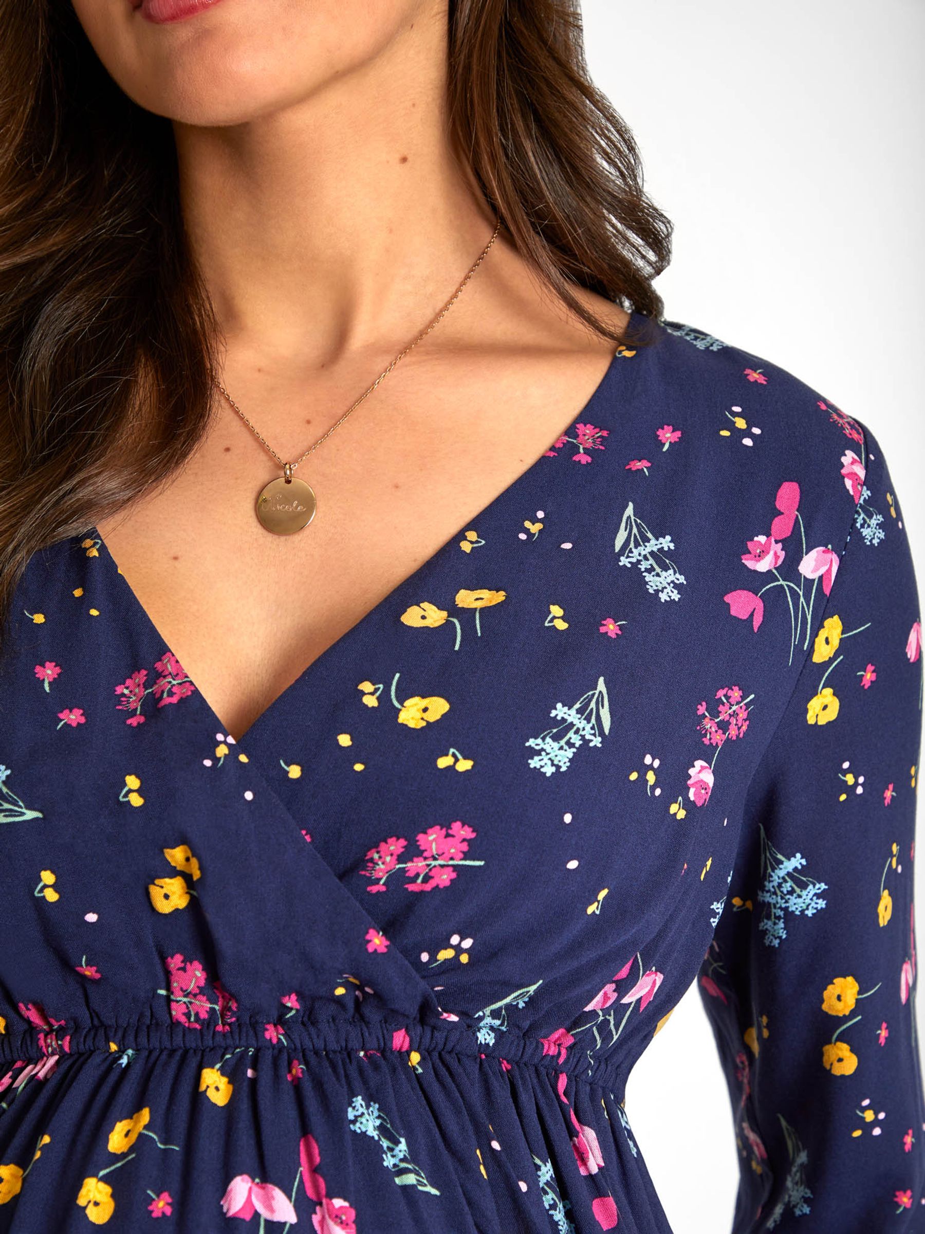 Navy Floral Wrap Maternity Dress - Image 6 of 6