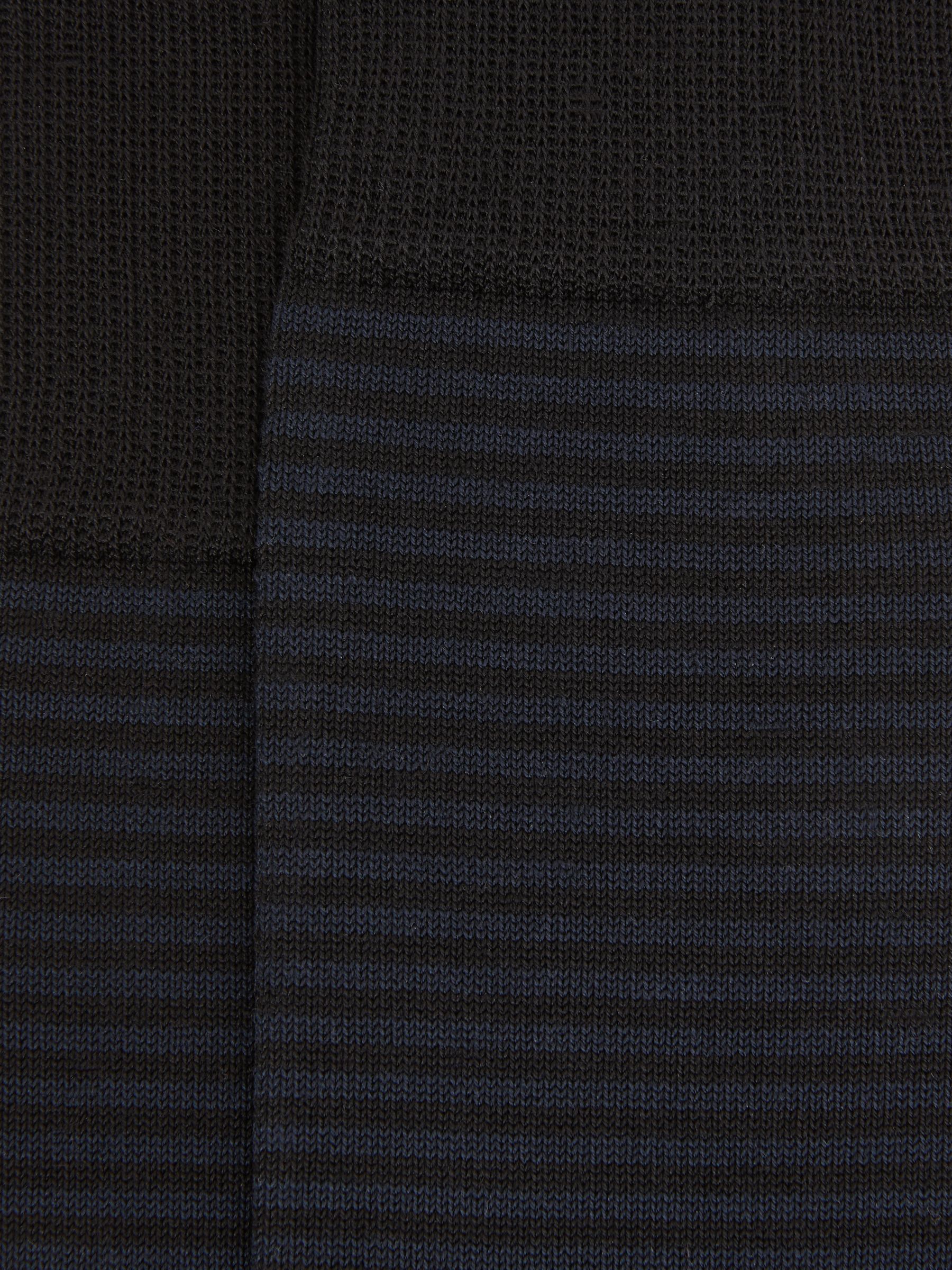 Cotton-Blend Striped Socks in Black/Navy - image 2