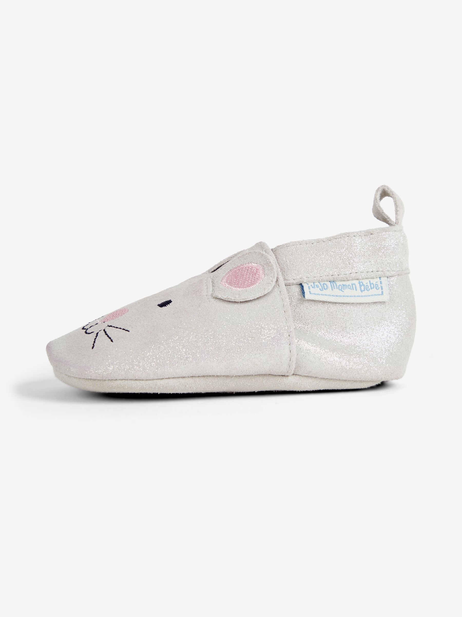 Mouse Leather Baby Booties in Silver - Image 3 of 3