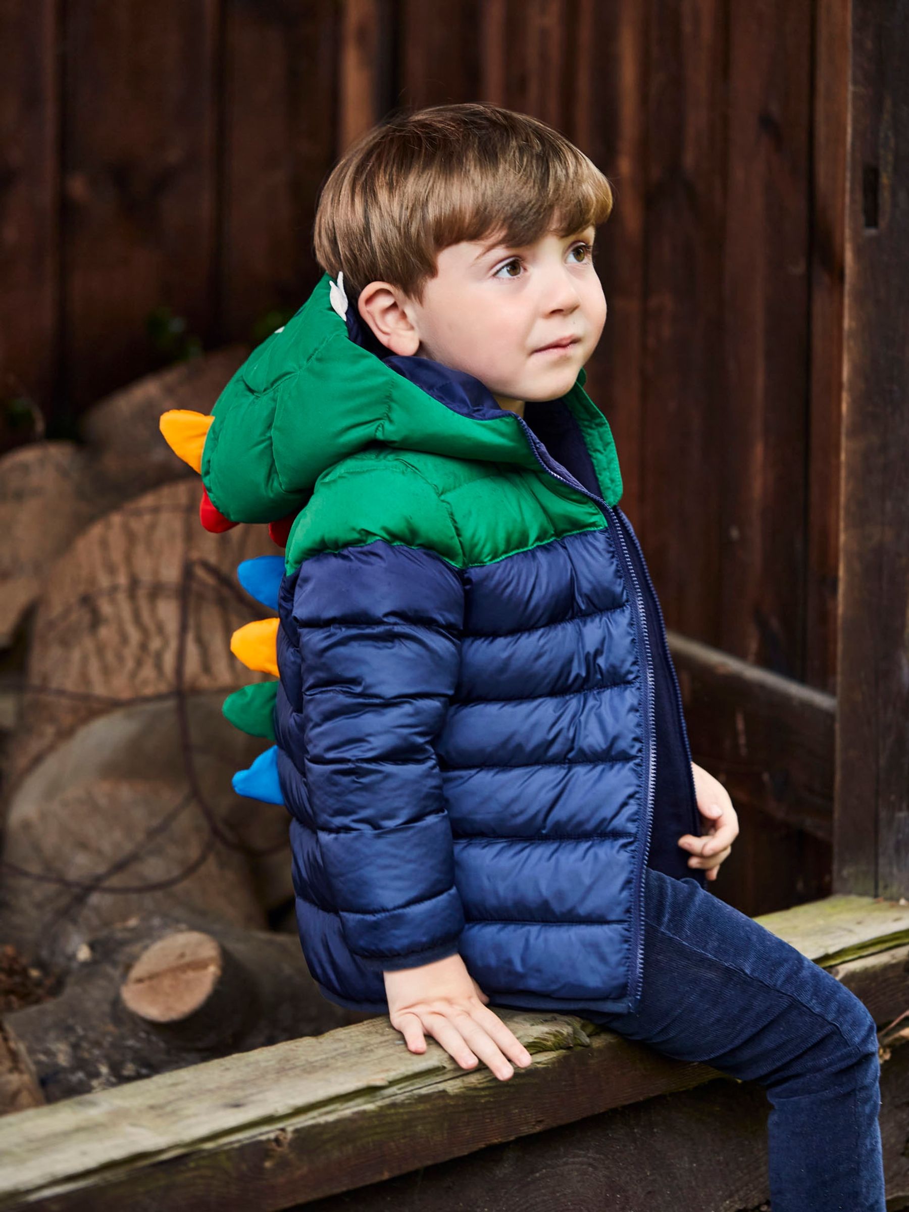 Navy Green Dino Puffer Jacket - Image 2 of 7