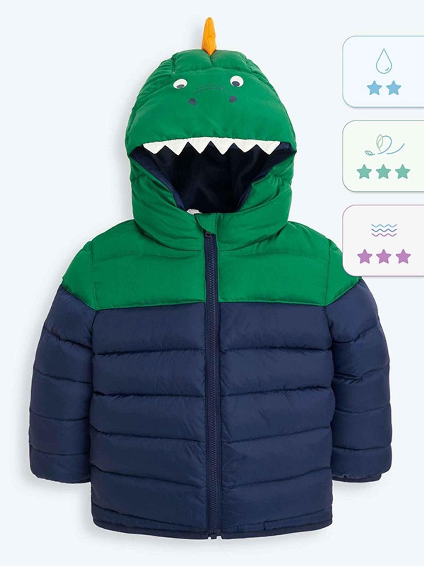 Navy Green Dino Puffer Jacket - Image 7 of 7