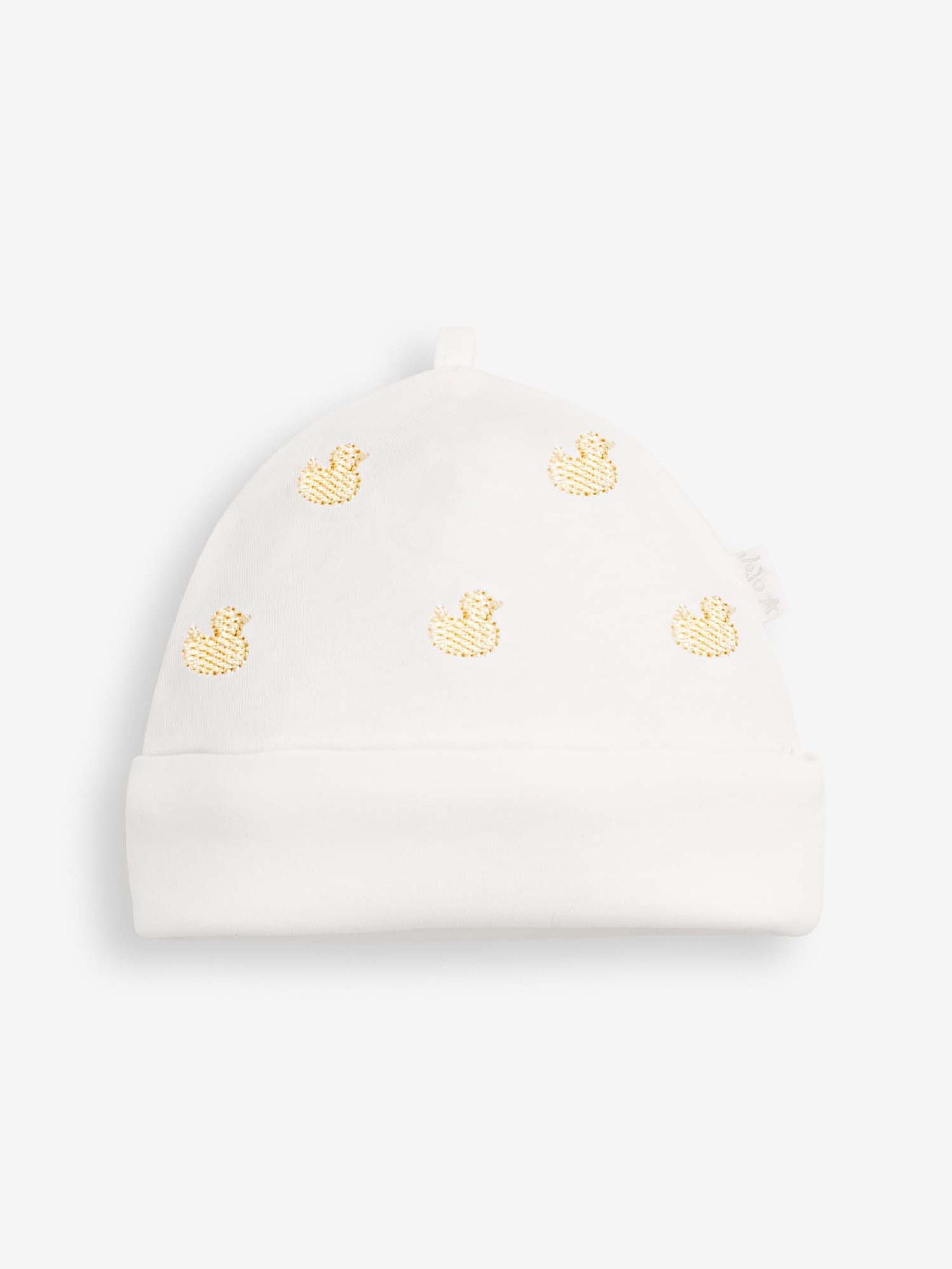 Yellow Duck Embroidered Cotton Baby Hat - Image 1 of 2