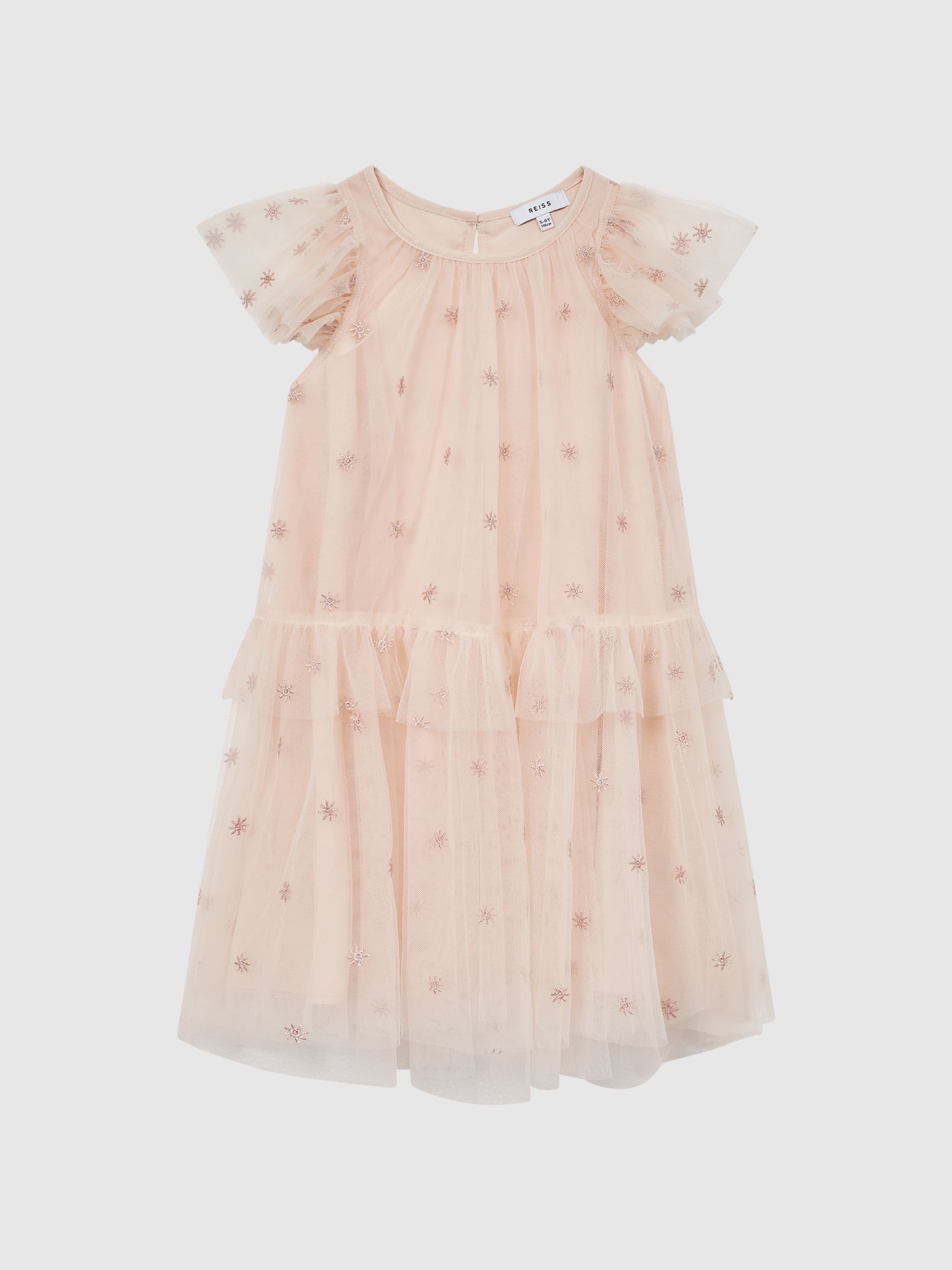 9-12 yrs Tulle Embroidered Dress in Pale Pink - Image 2 of 6