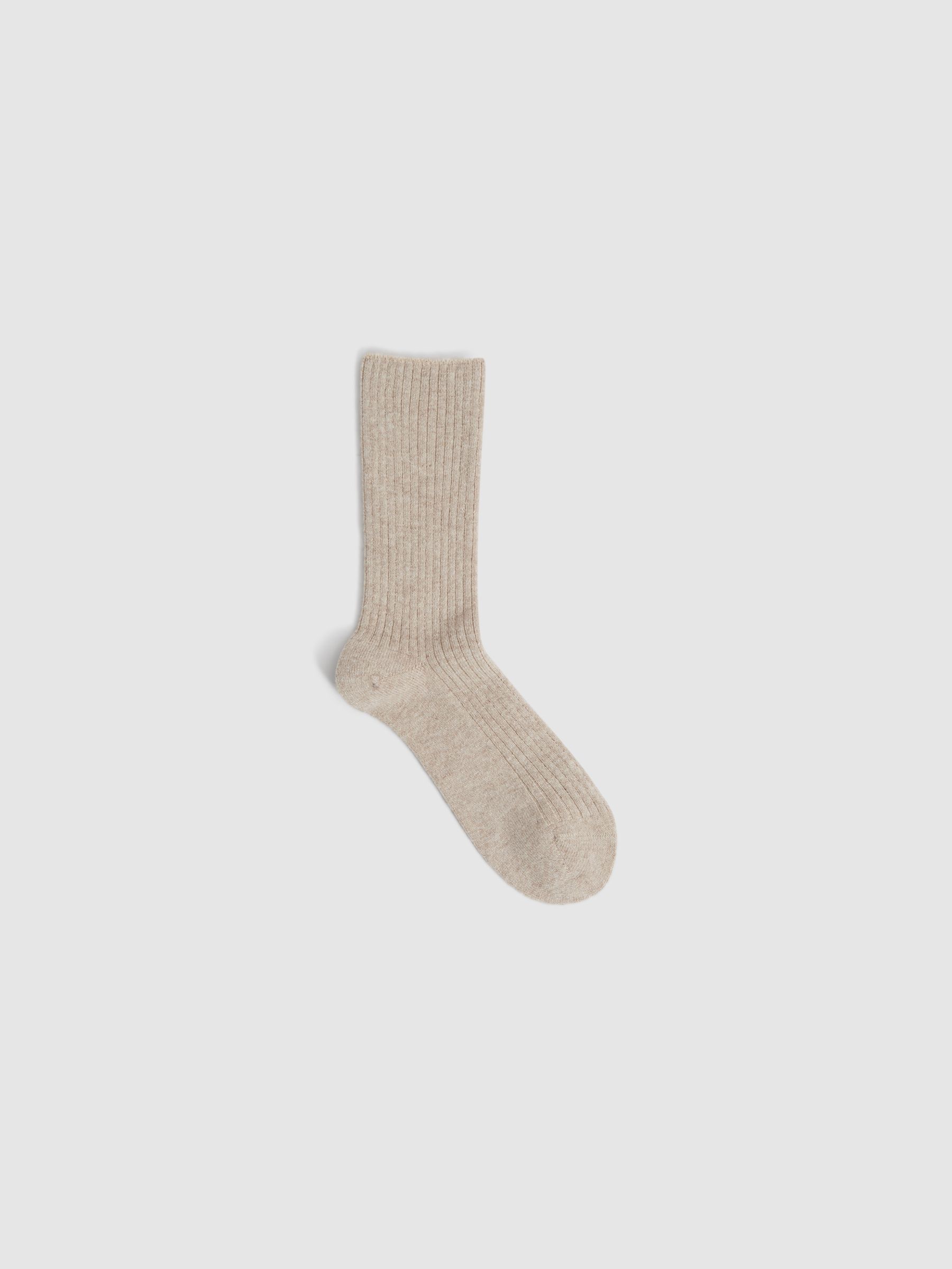 Ribbed Wool Blend Socks in Oatmeal - Image 2 of 3