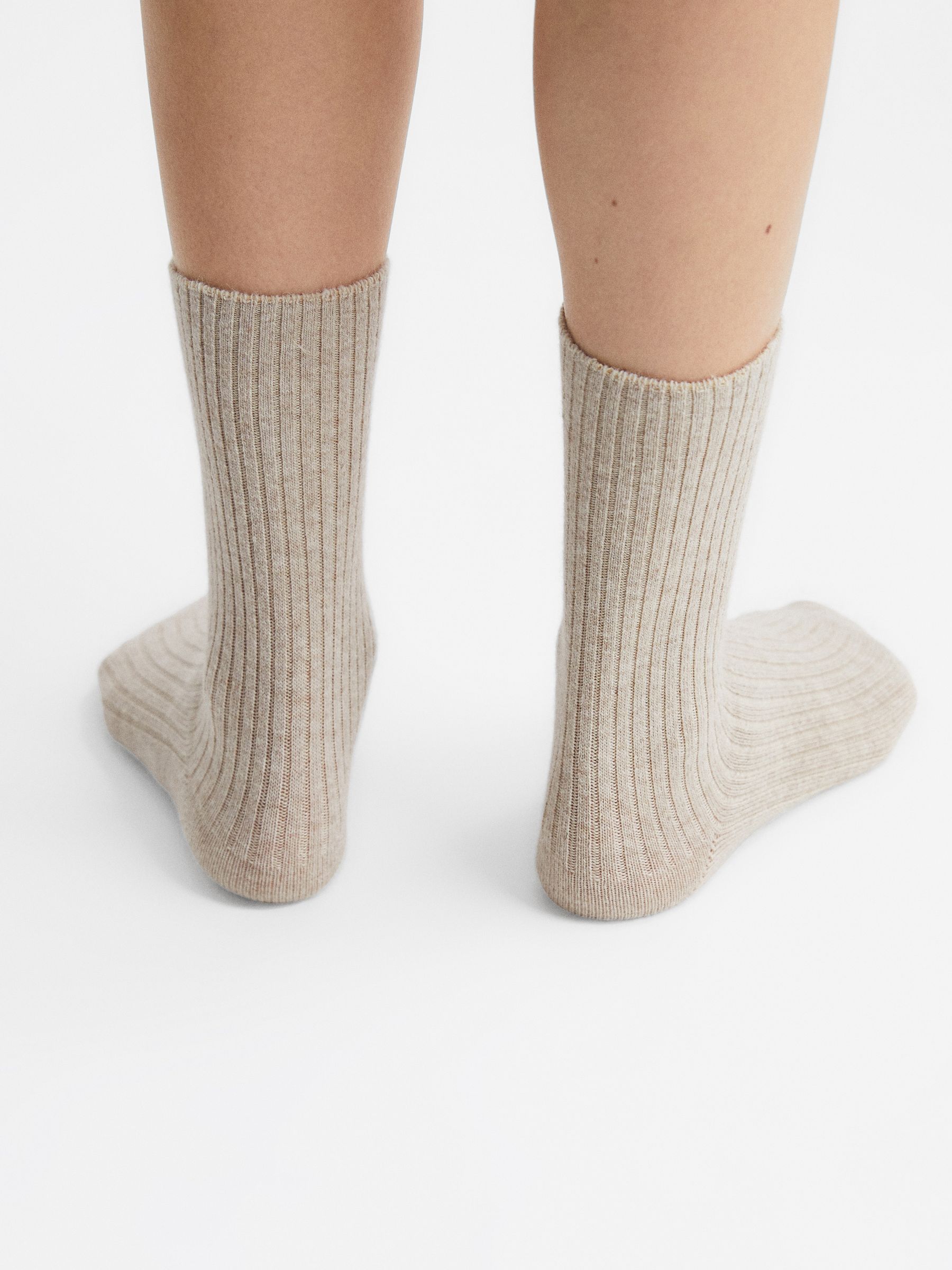 Ribbed Wool Blend Socks in Oatmeal - Image 3 of 3