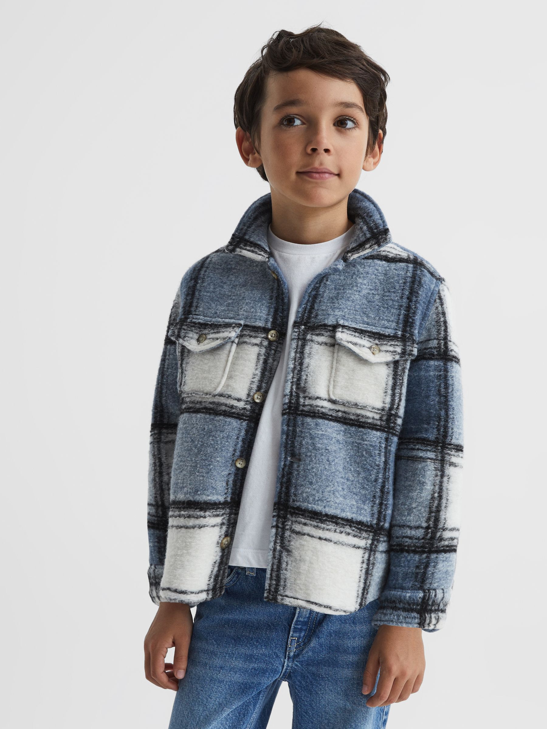 Junior Checked Overshirt in Blue - Image 1 of 5