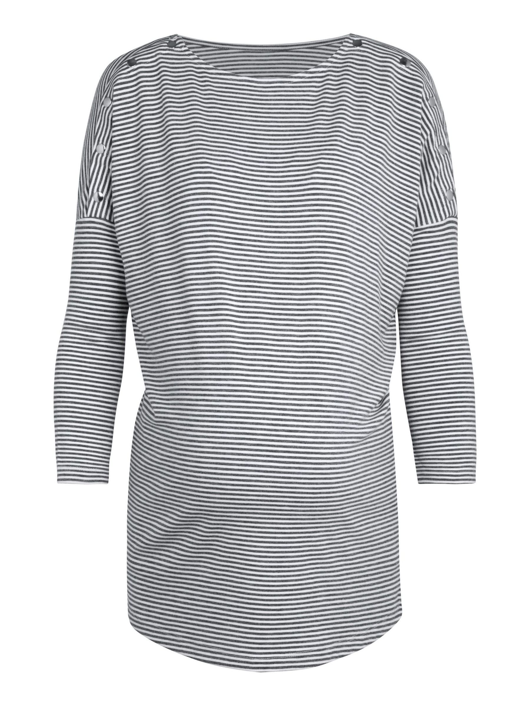 Marl Grey Shoulder Opening Maternity & Nursing Top - Image 3 of 4