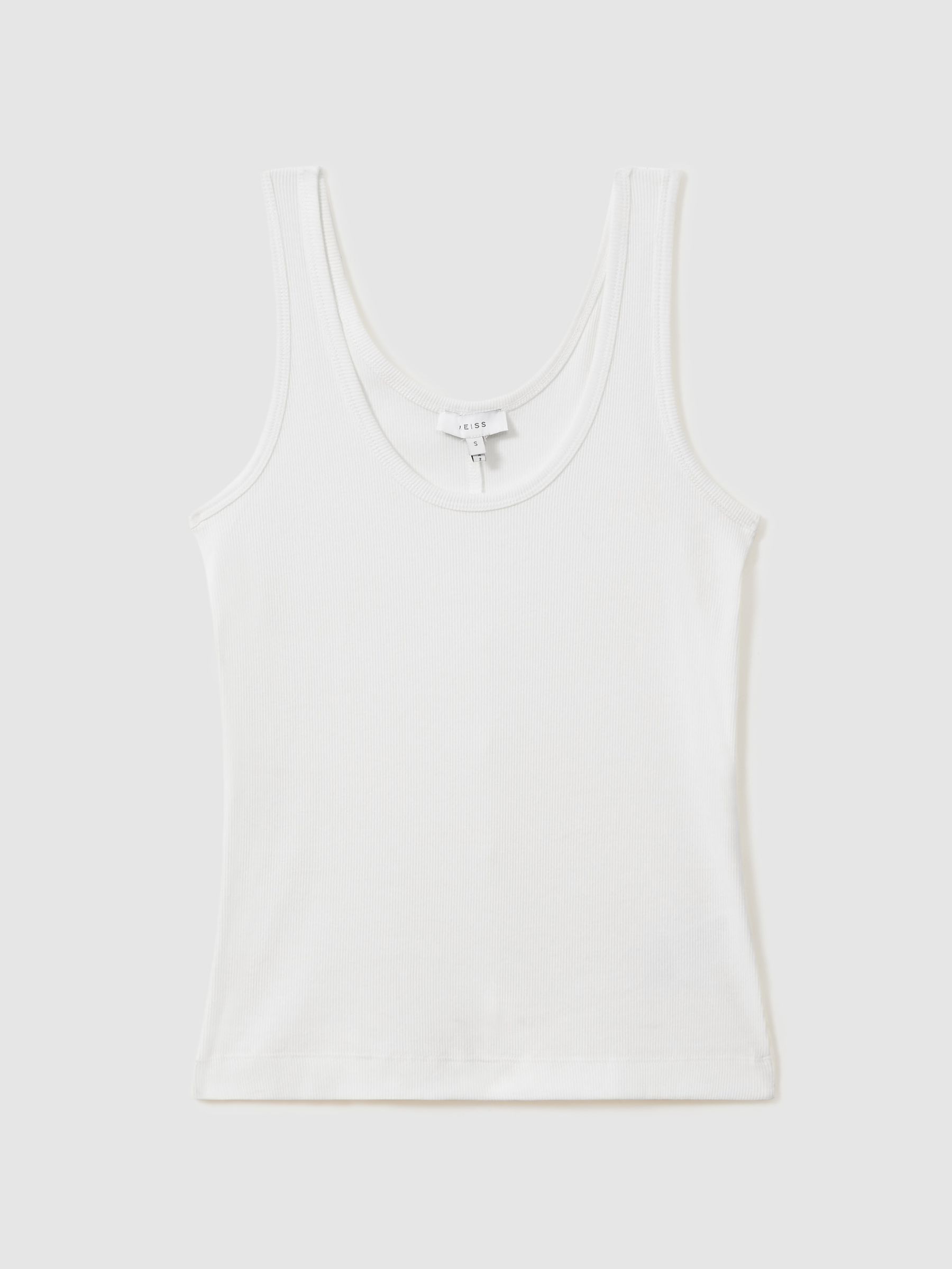 Scoop Neck Jersey Vest Top in White - Image 2 of 6