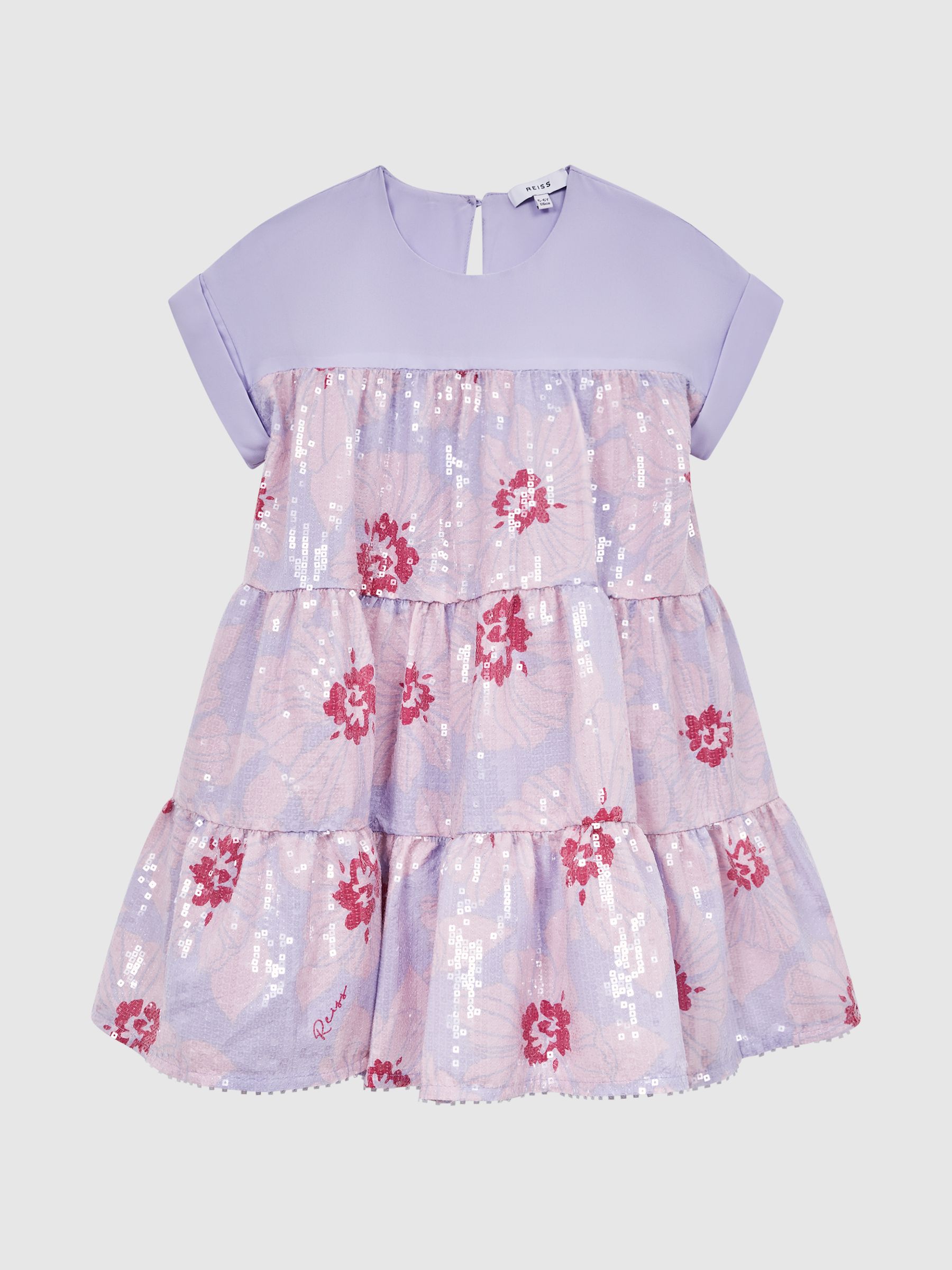 Sequin Print Tiered Dress in Lilac - Image 2 of 7