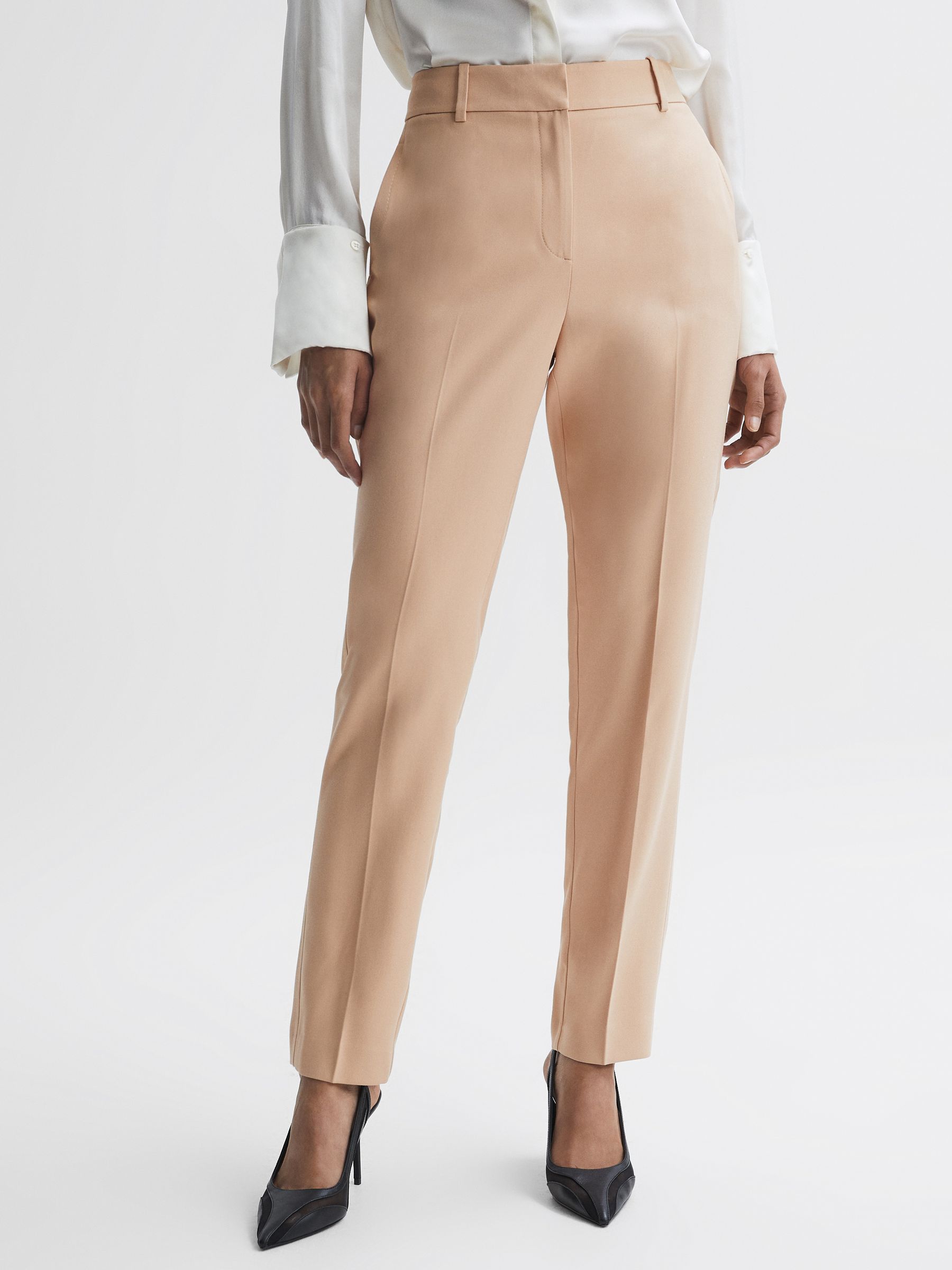 Slim Fit High Rise Trousers in Camel - Image 3 of 5
