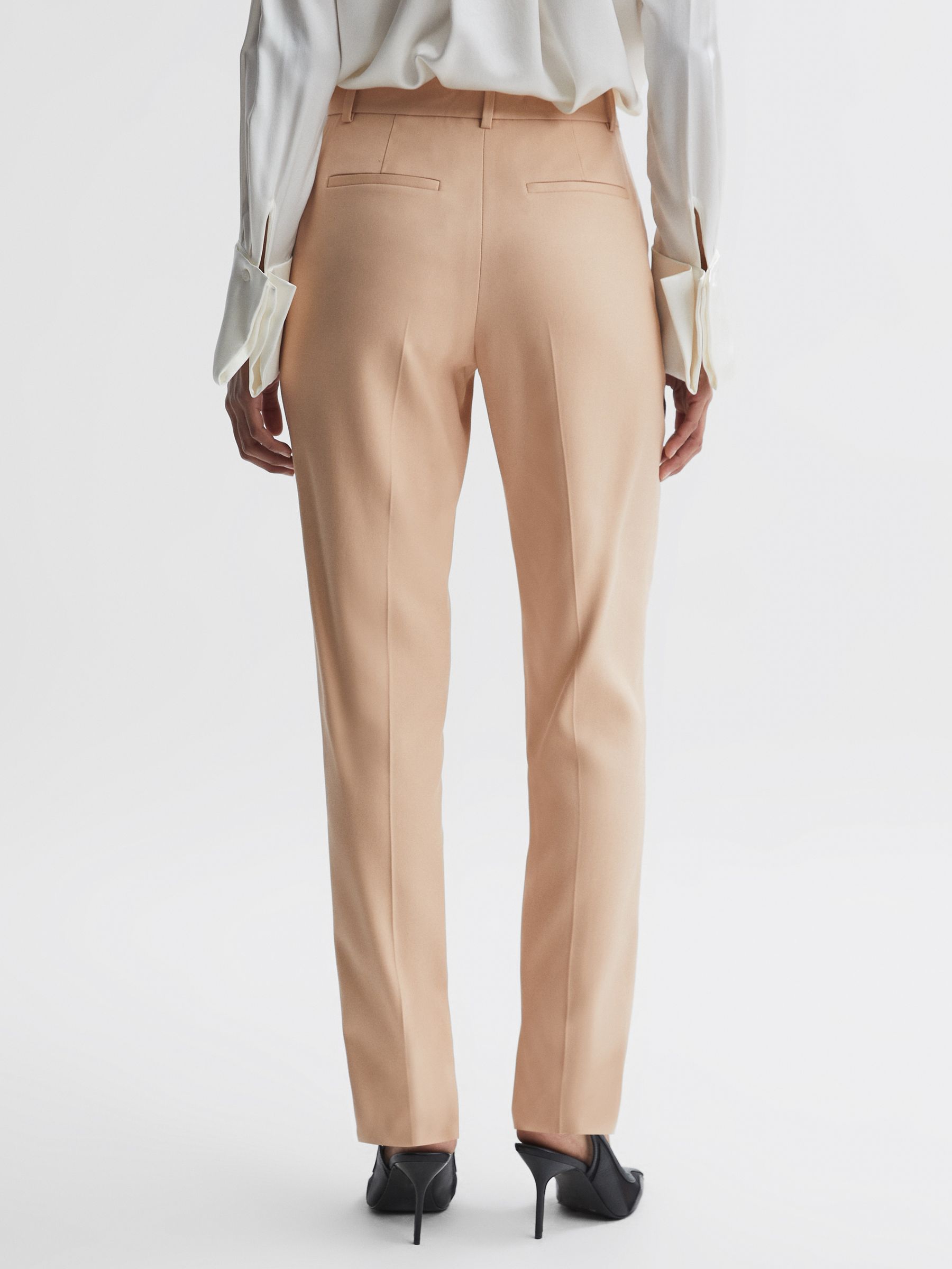 Slim Fit High Rise Trousers in Camel - Image 4 of 5