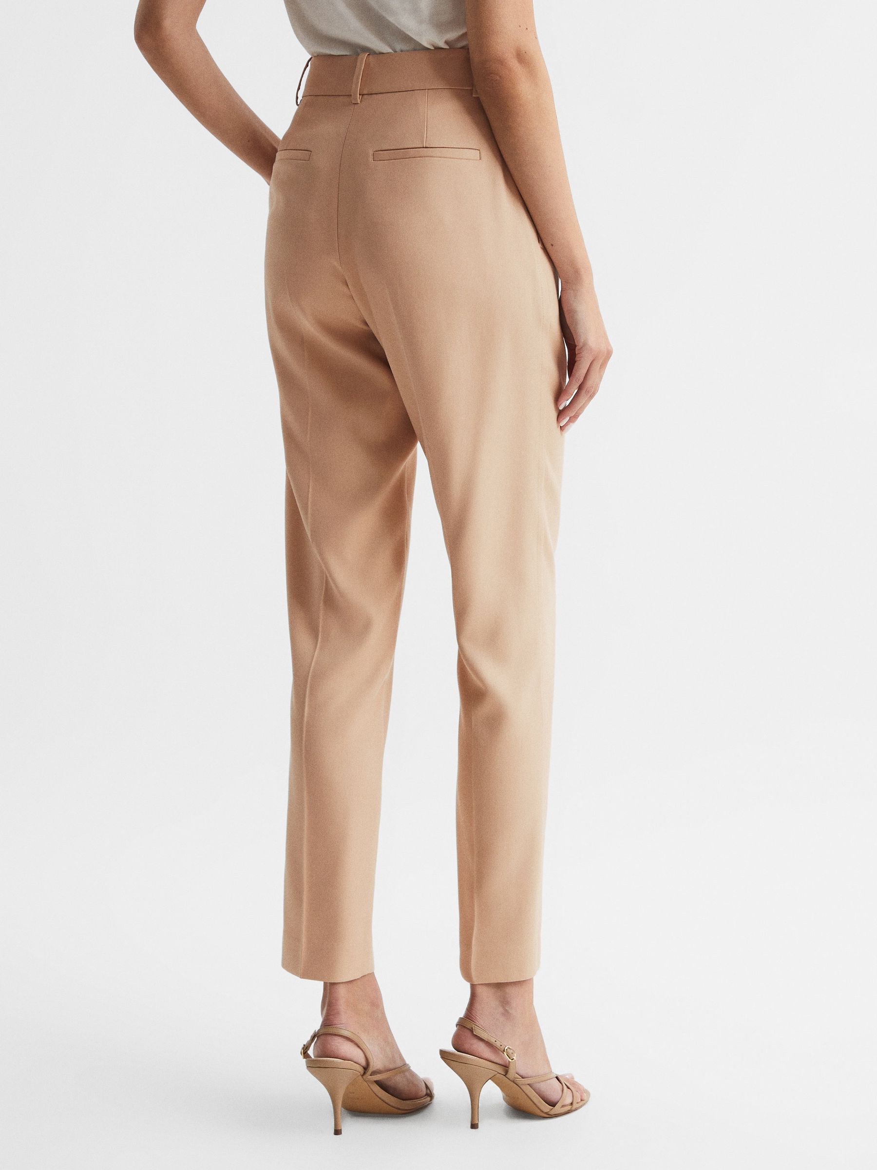 Slim Fit High Rise Trousers in Camel - Image 5 of 5