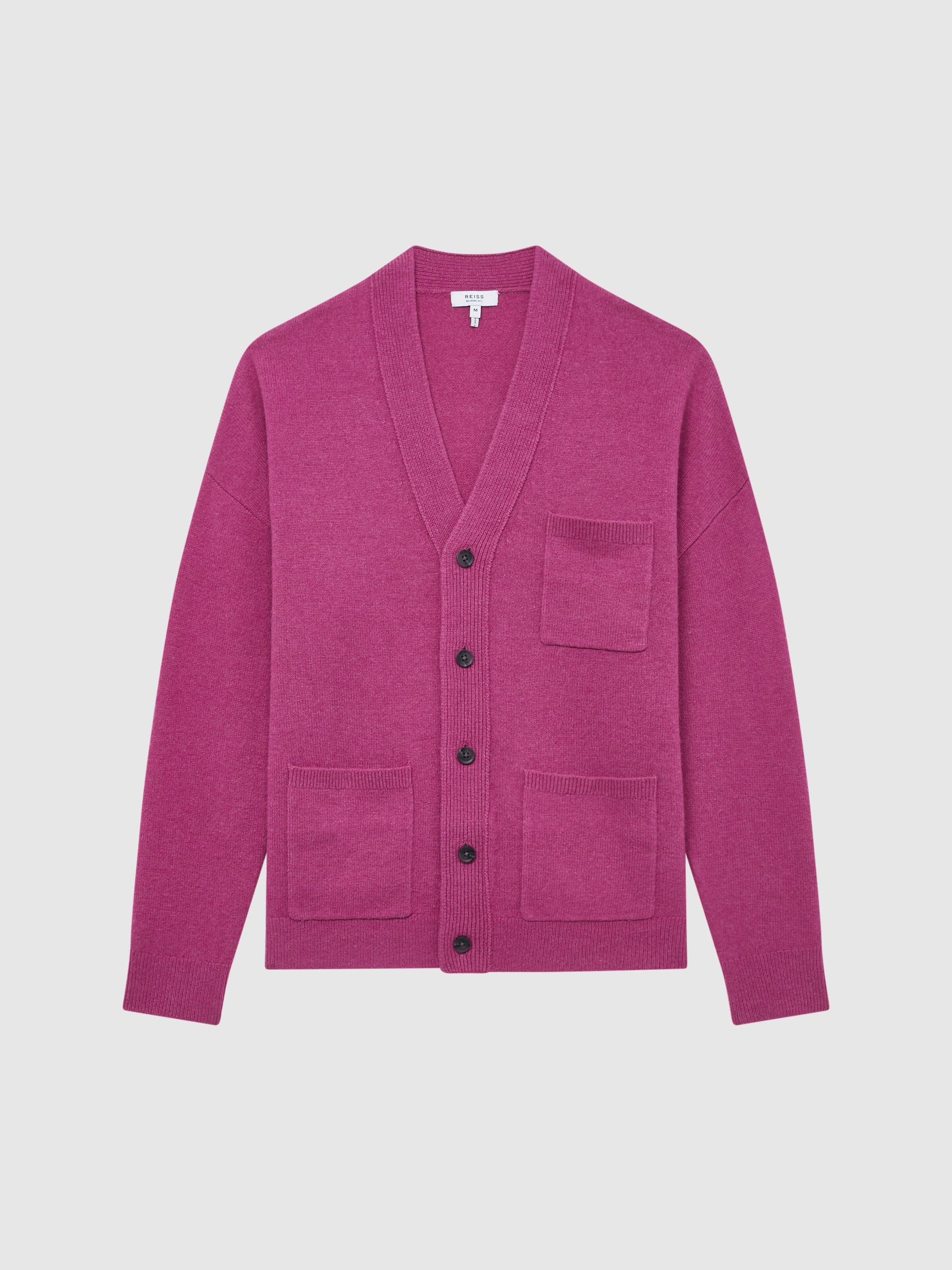 Merino Wool Cardigan in Cerise - Image 2 of 6