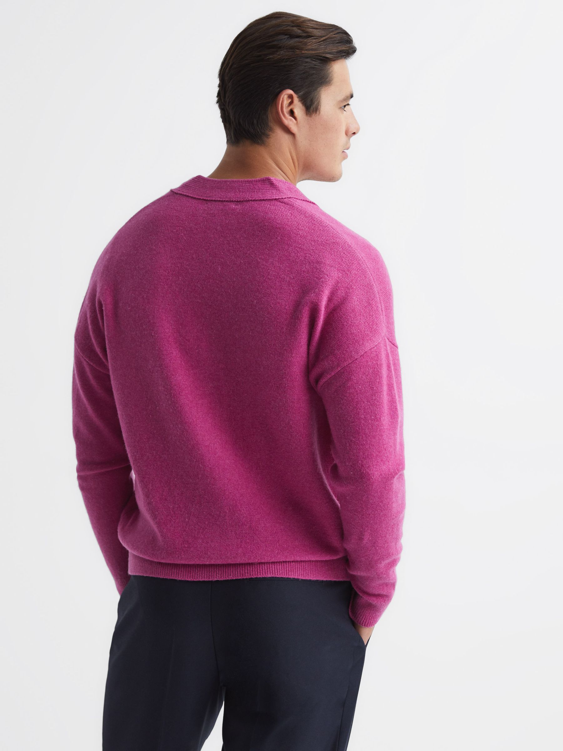 Merino Wool Cardigan in Cerise - Image 5 of 6