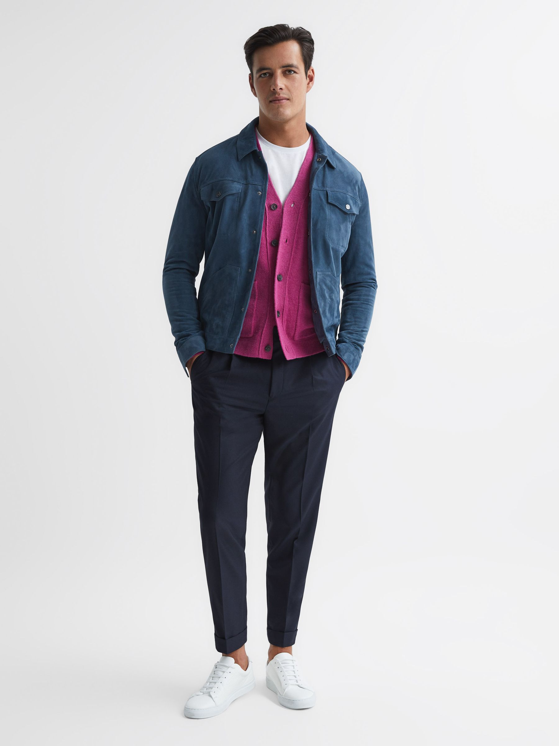 Merino Wool Cardigan in Cerise - Image 6 of 6