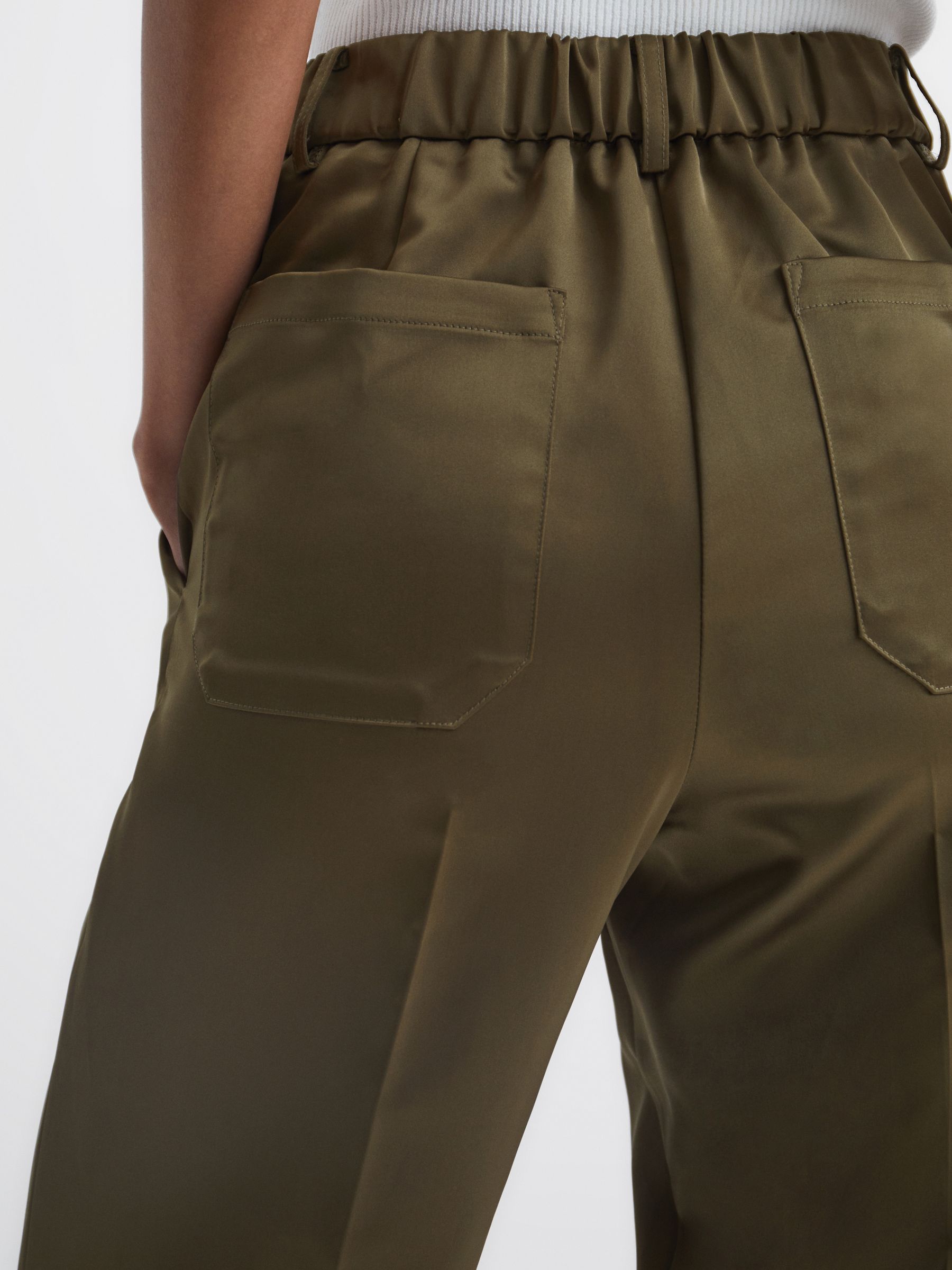 Satin Taper Trousers in Green - Image 6 of 7