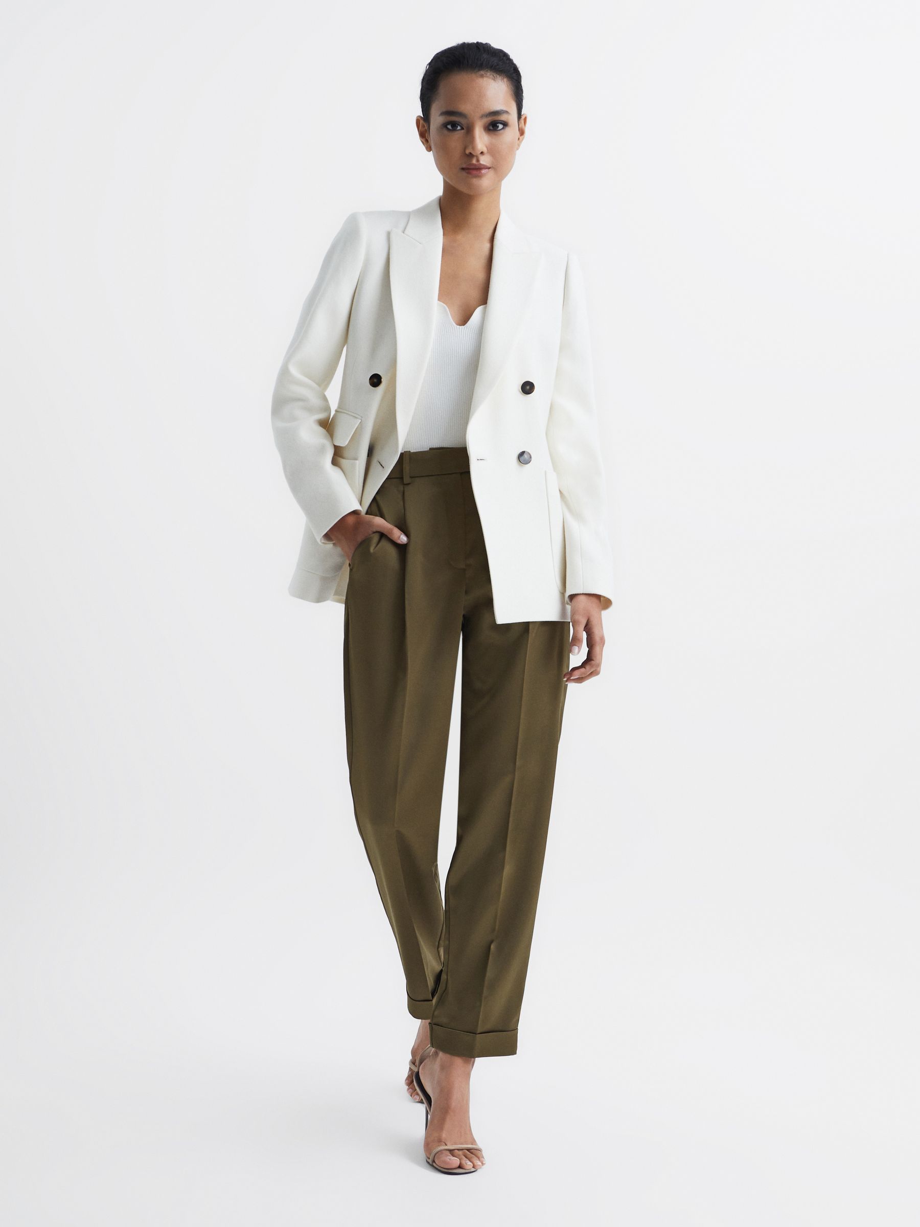 Satin Taper Trousers in Green - Image 7 of 7