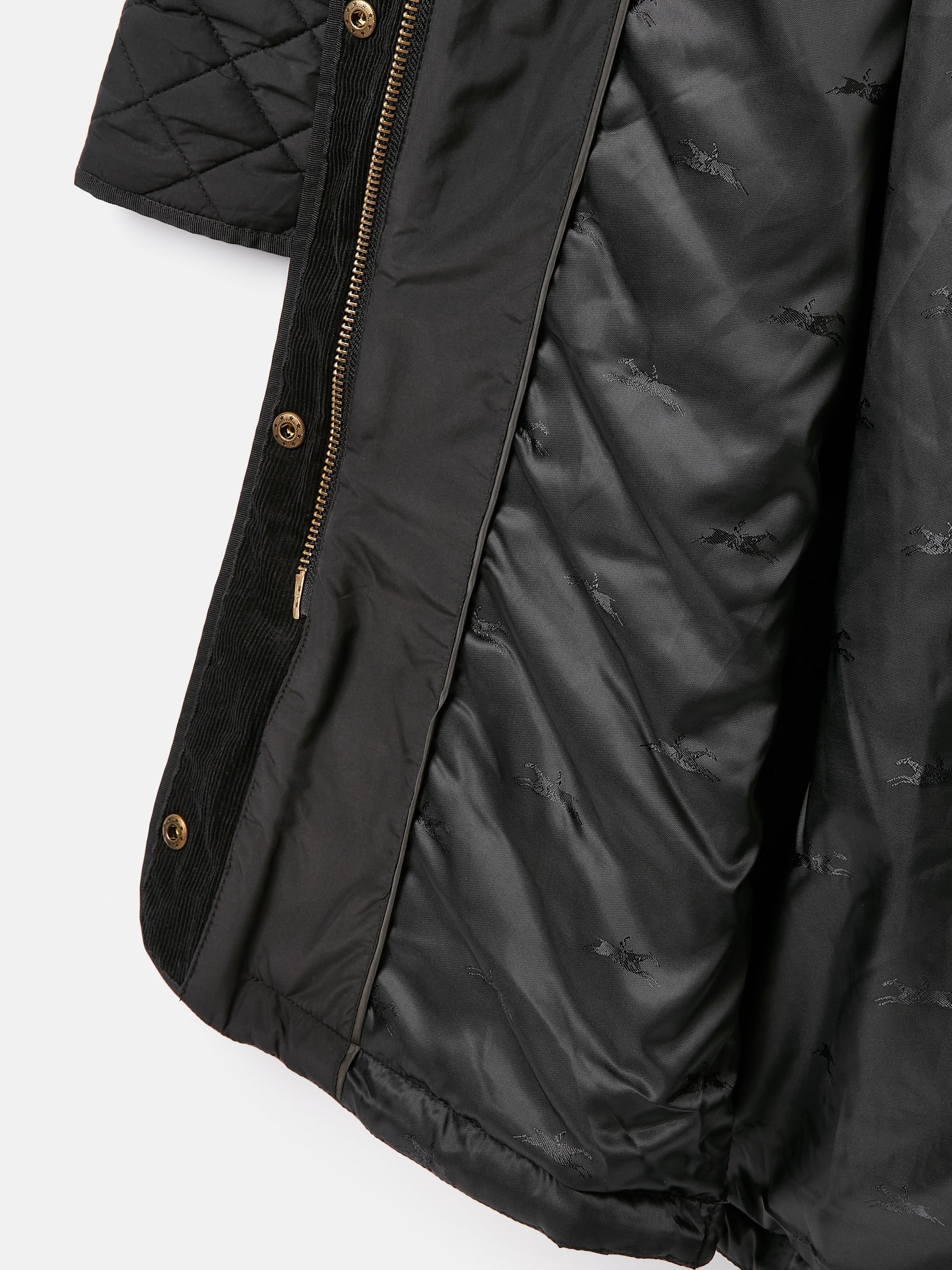 Chatsworth Black Showerproof Long Diamond Quilted Coat With Hood - Image 2 of 2