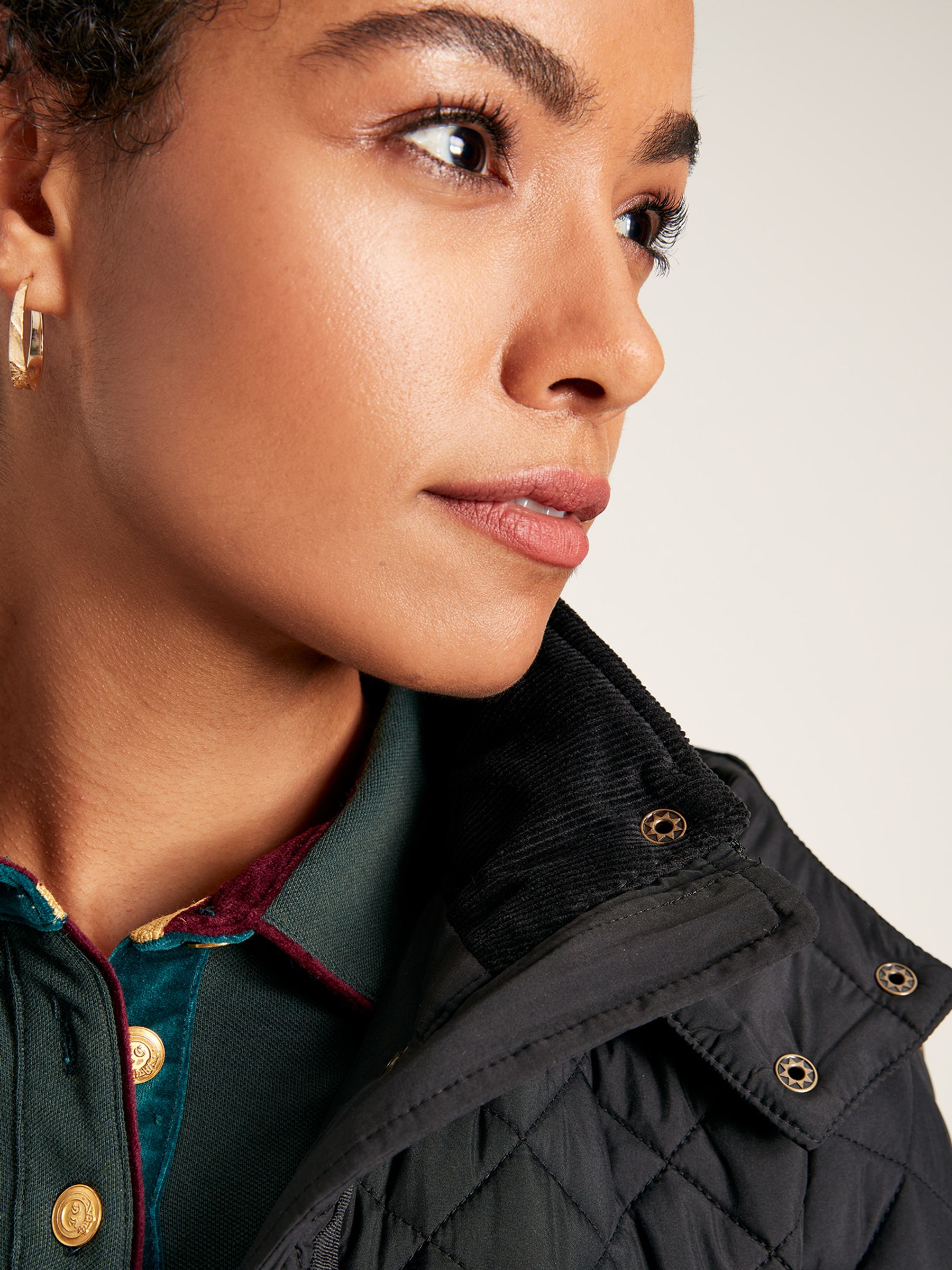 Chatsworth Black Showerproof Long Diamond Quilted Coat With Hood - Image 5 of 8