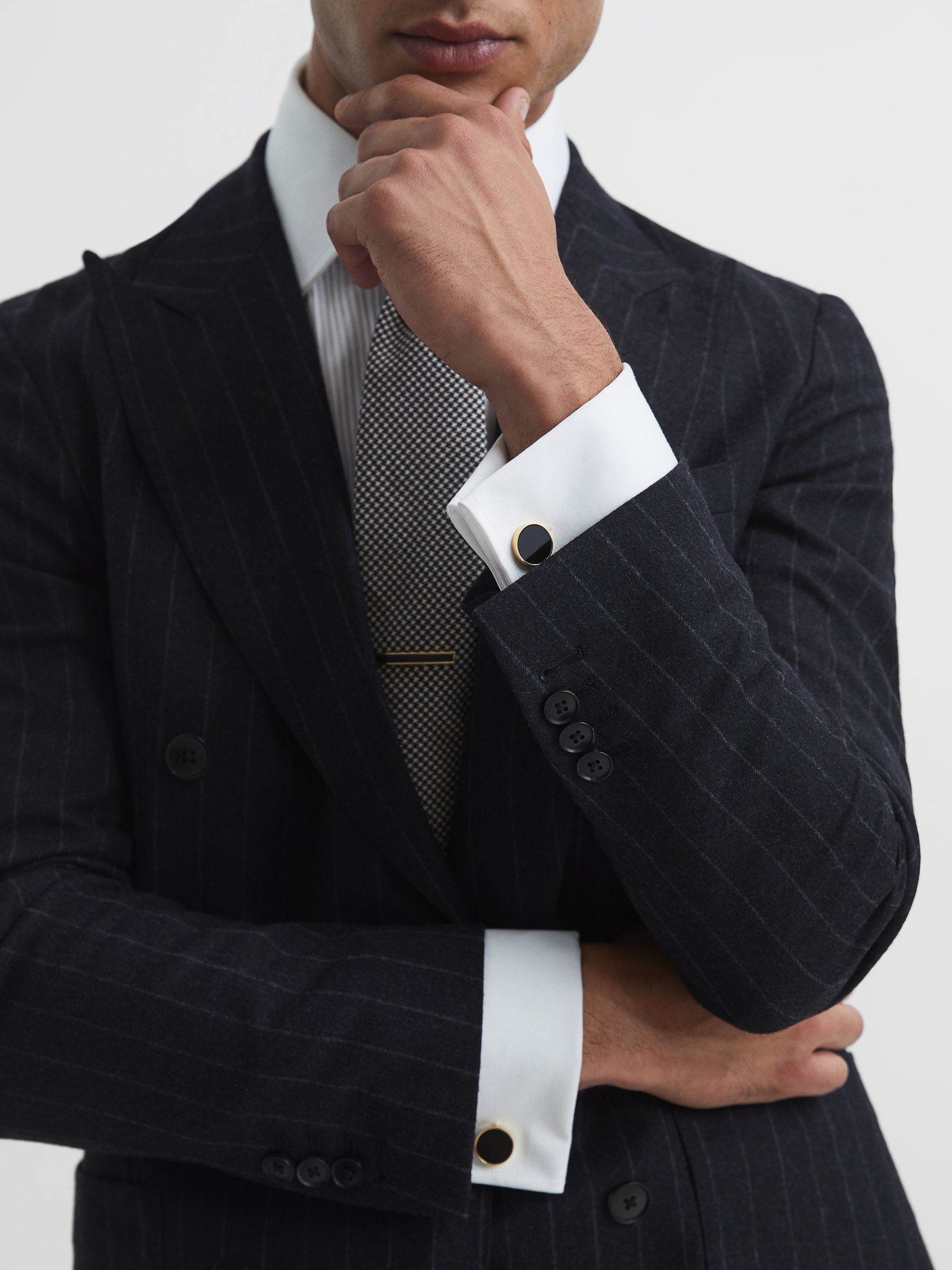 Cufflink And Tie Bar Set in Gold - Image 2 of 4