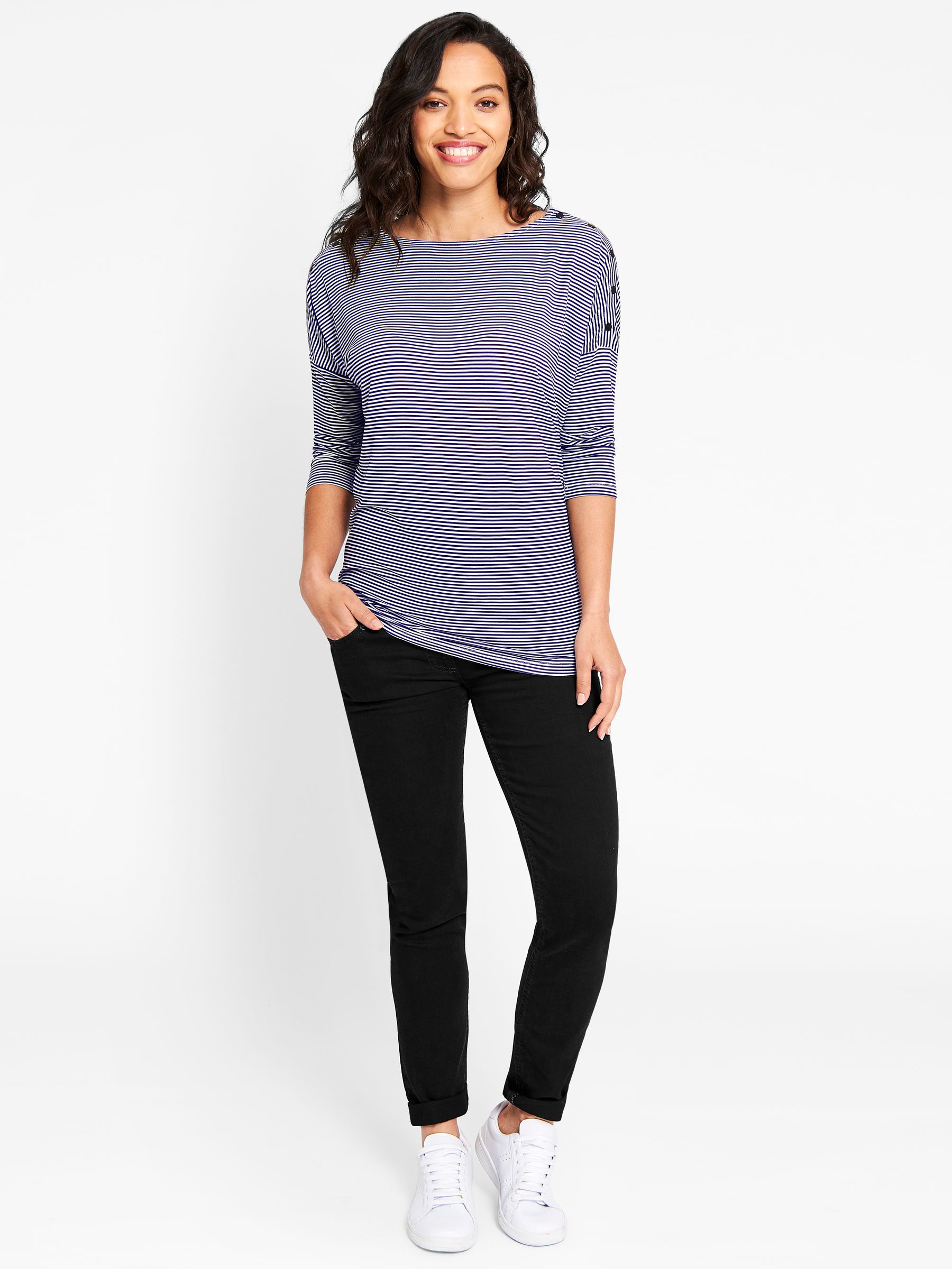 Navy Shoulder Opening Maternity & Nursing Top - Image 2 of 4