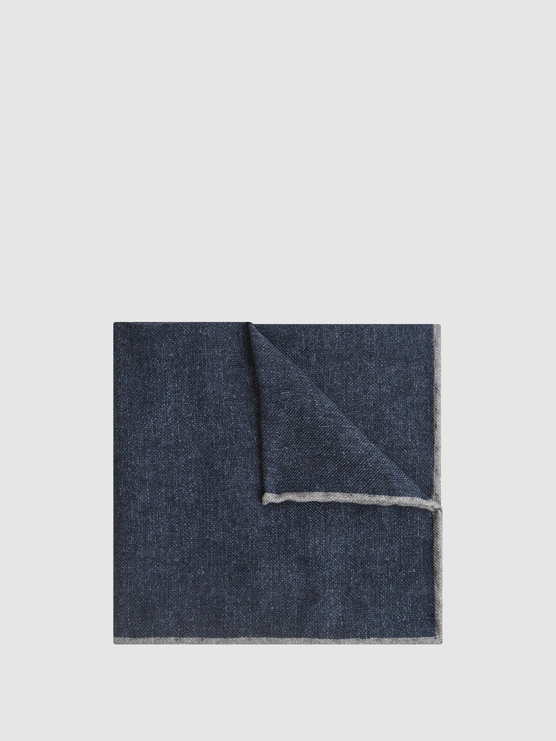 Wool-Silk Blend Pocket Square in Indigo - Image 1 of 5