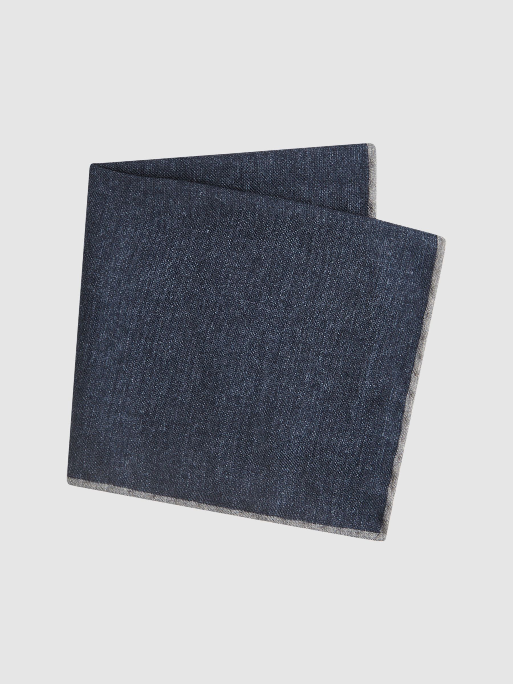 Wool-Silk Blend Pocket Square in Indigo - Image 3 of 5