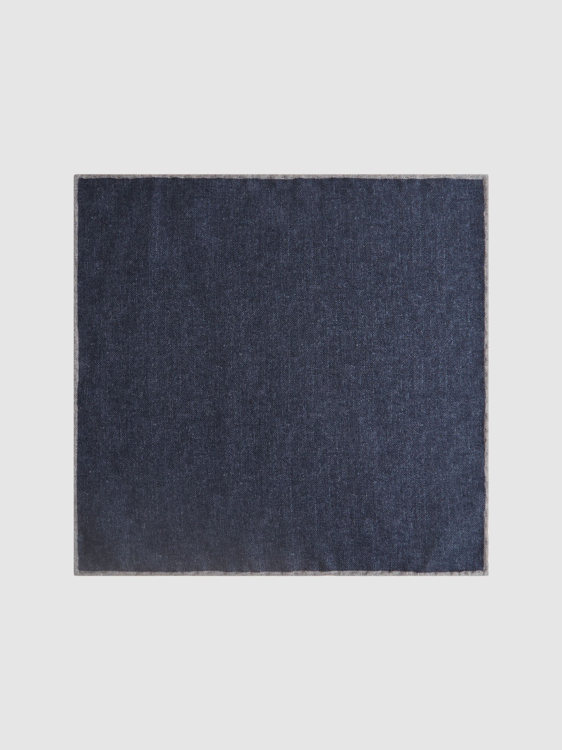 Wool-Silk Blend Pocket Square in Indigo - Image 4 of 5