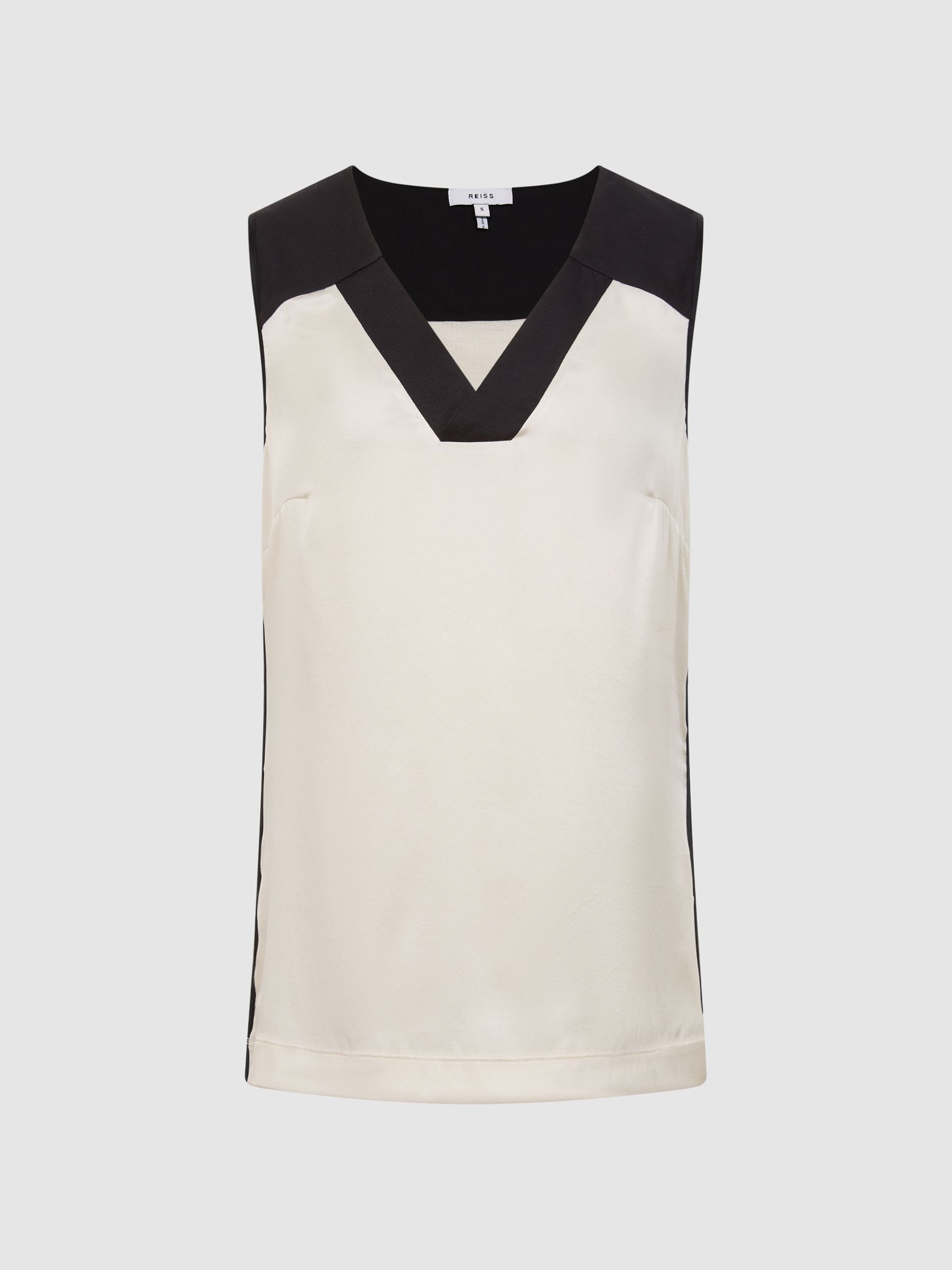 Colourblock Silk Vest in Black/Blush - Image 2 of 6