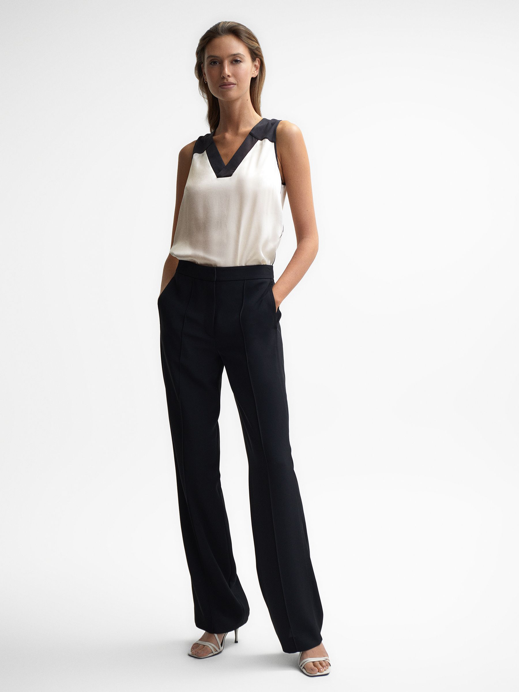 Colourblock Silk Vest in Black/Blush - Image 3 of 6