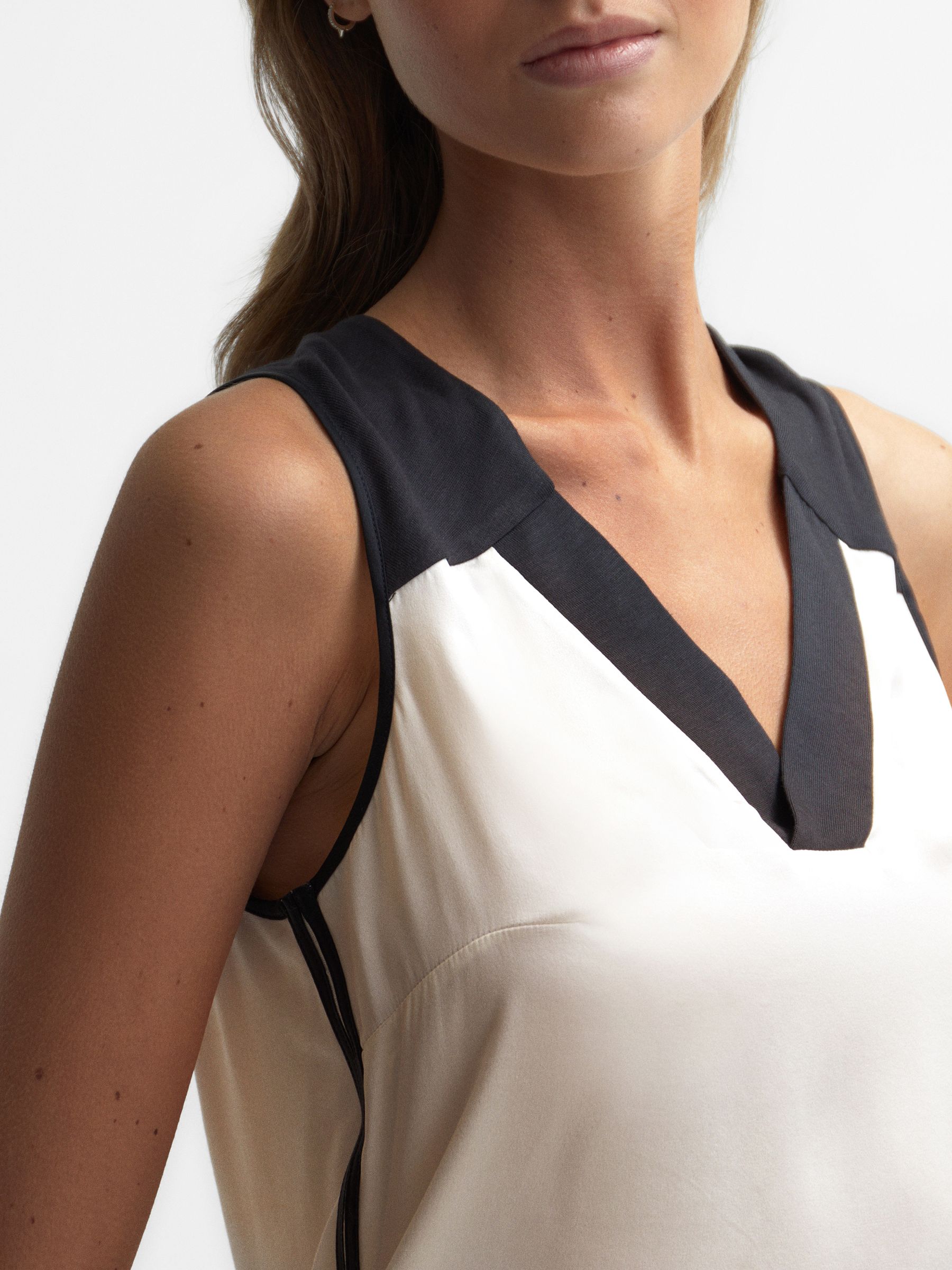 Colourblock Silk Vest in Black/Blush - Image 4 of 6