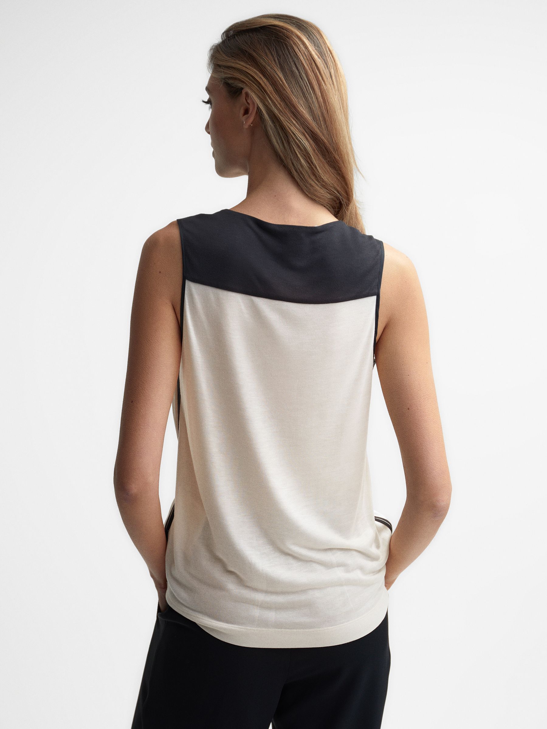 Colourblock Silk Vest in Black/Blush - Image 5 of 6