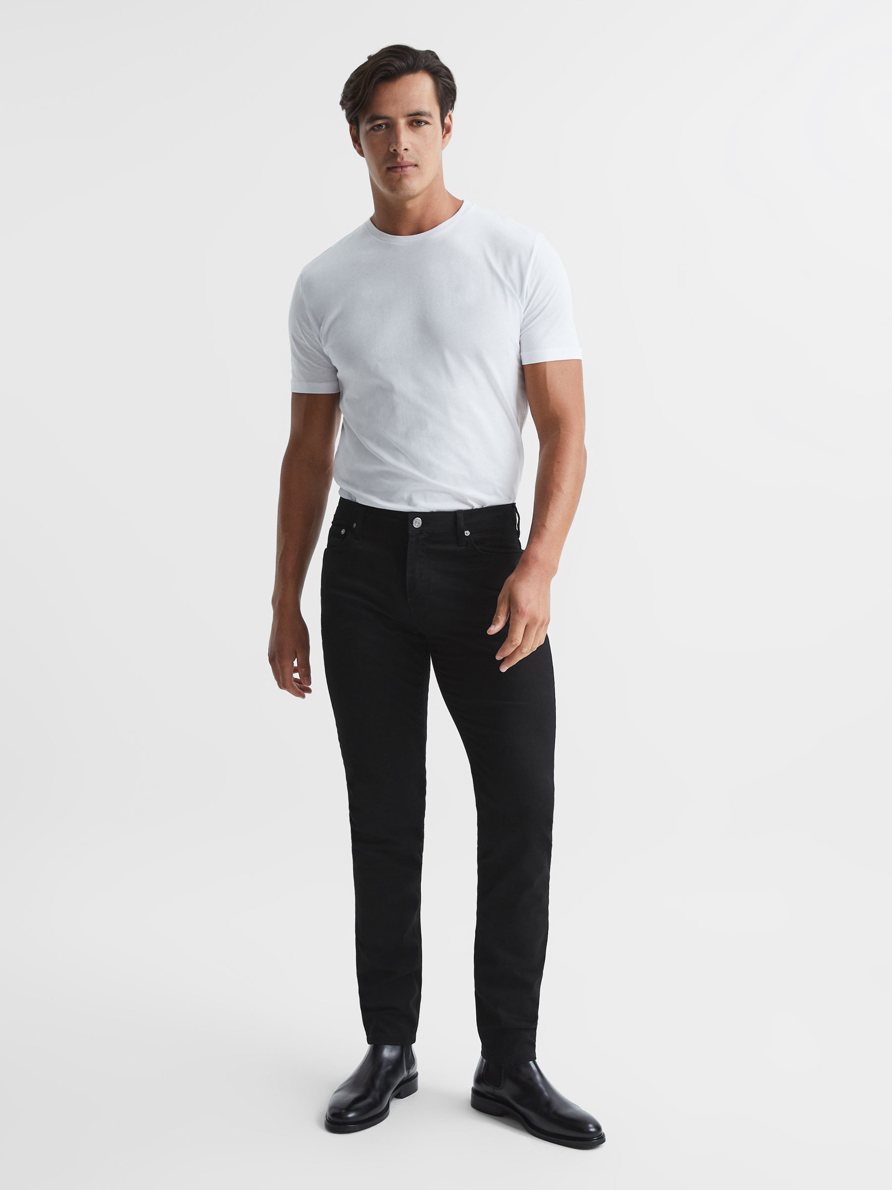 Five Pocket Slim Fit Trousers in Black - Image 3 of 6