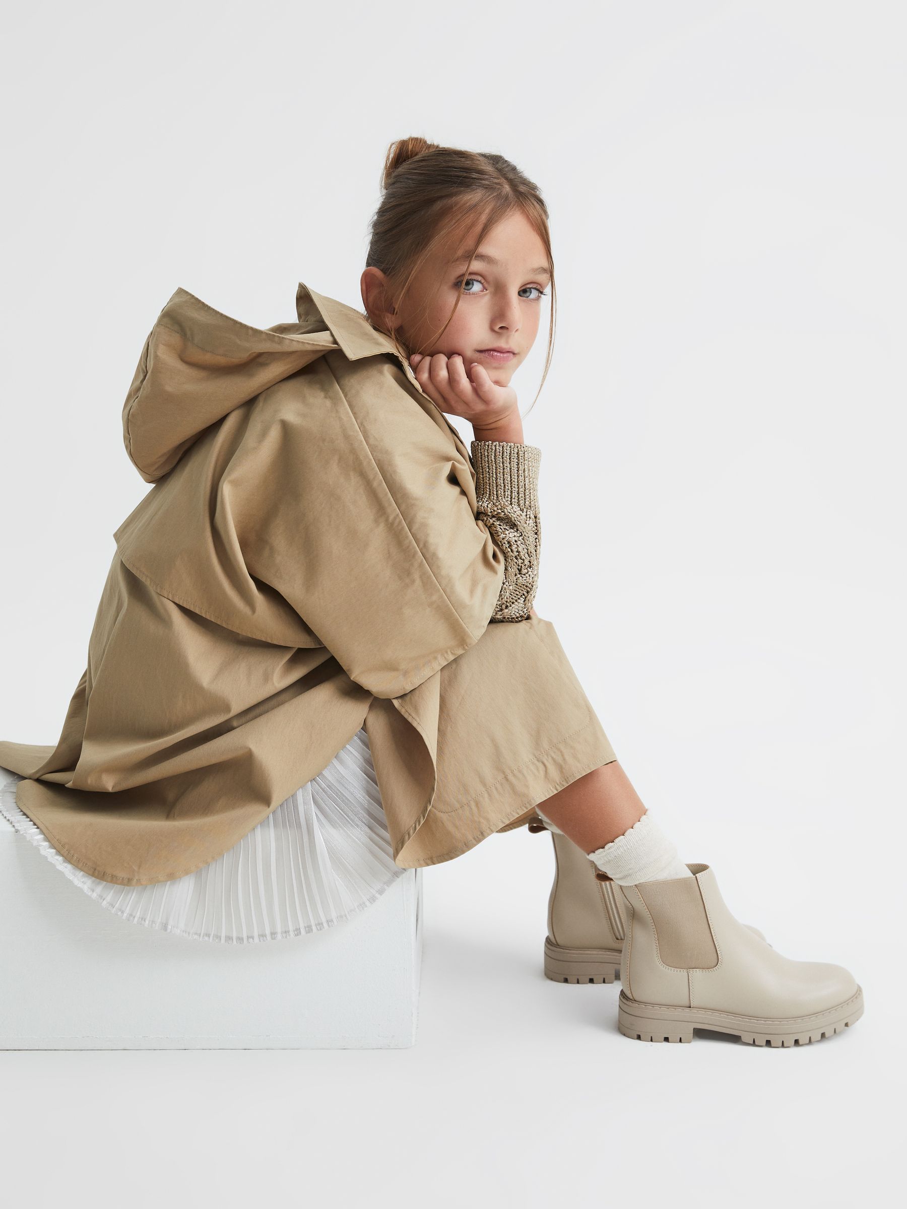 Leather Chelsea Boots in Nude - Image 1 of 7