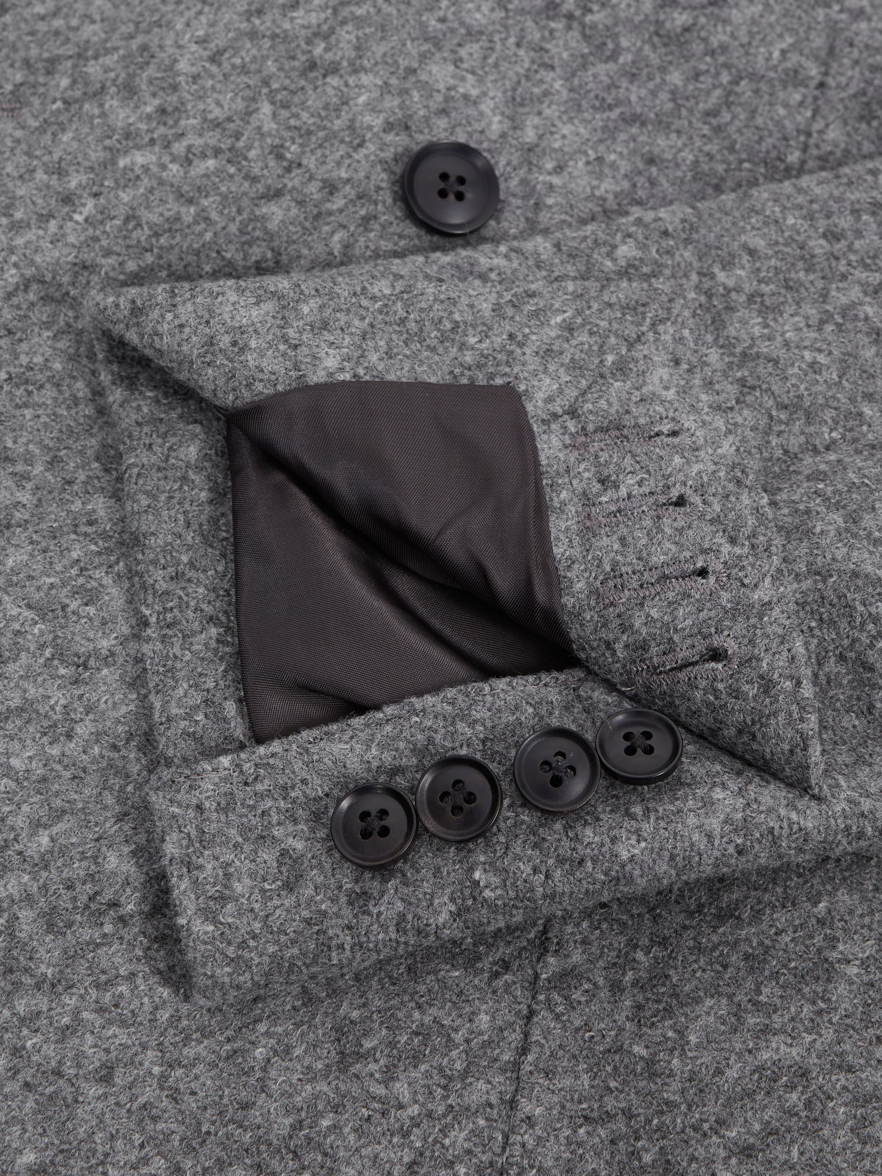 Slim Fit Double Breasted Wool Blend Blazer in Grey - Image 8 of 8