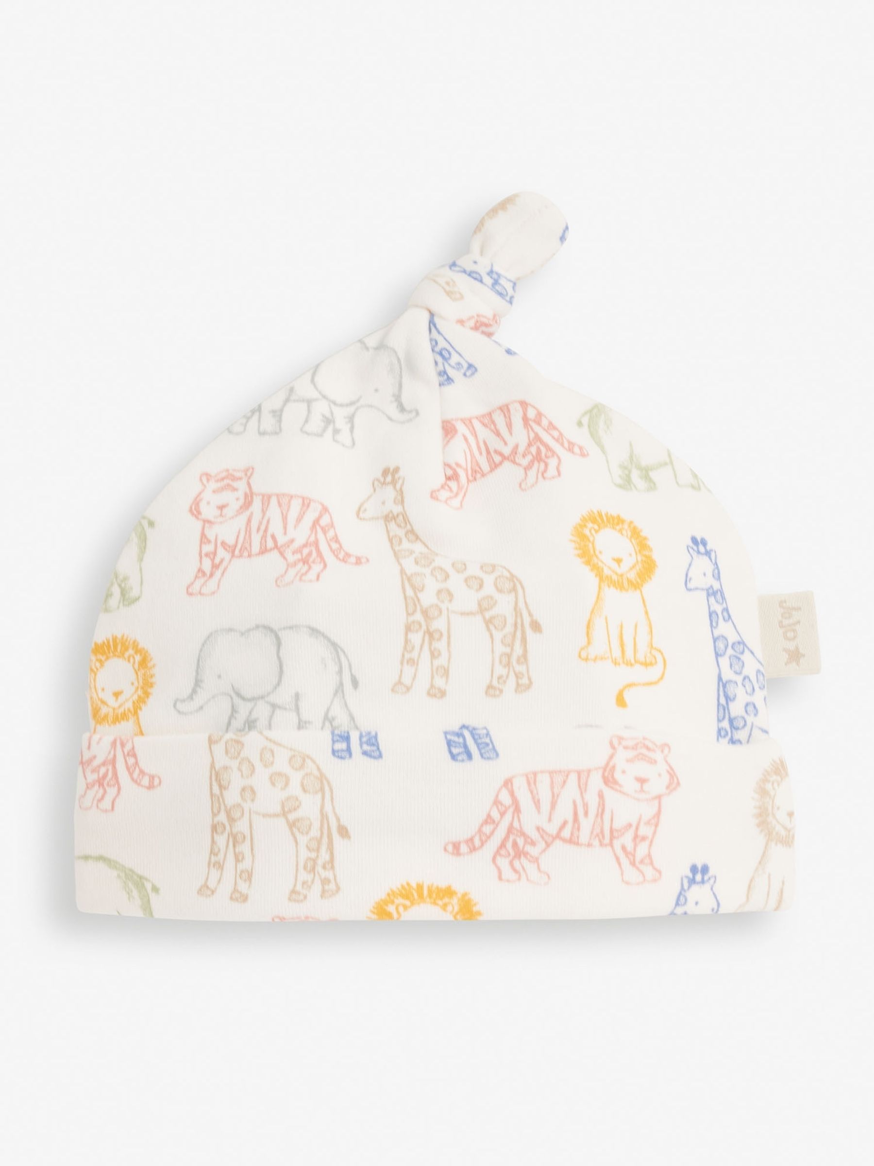 Cream Safari Print Cotton Baby Hat - Image 1 of 2