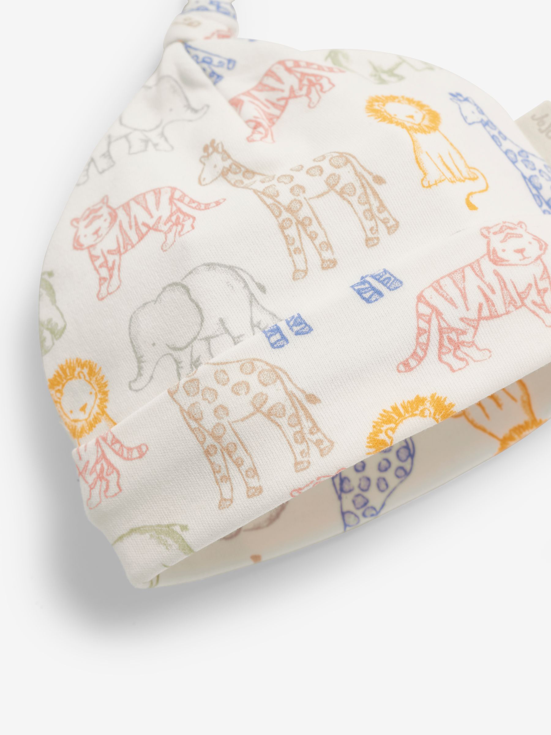 Cream Safari Print Cotton Baby Hat - Image 2 of 2