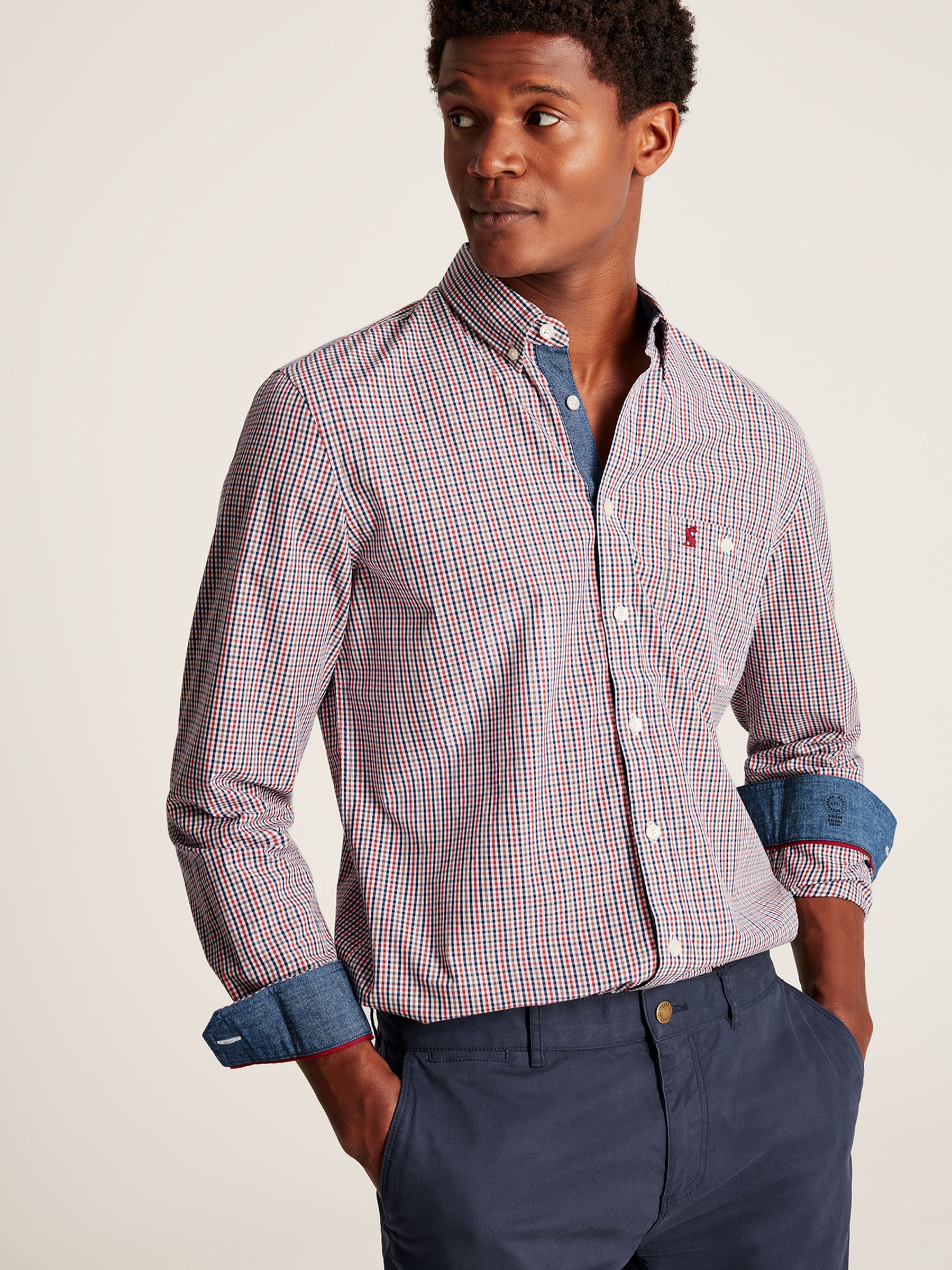 Abbott Navy/Red Gingham Classic Fit Poplin Shirt - Image 1 of 6