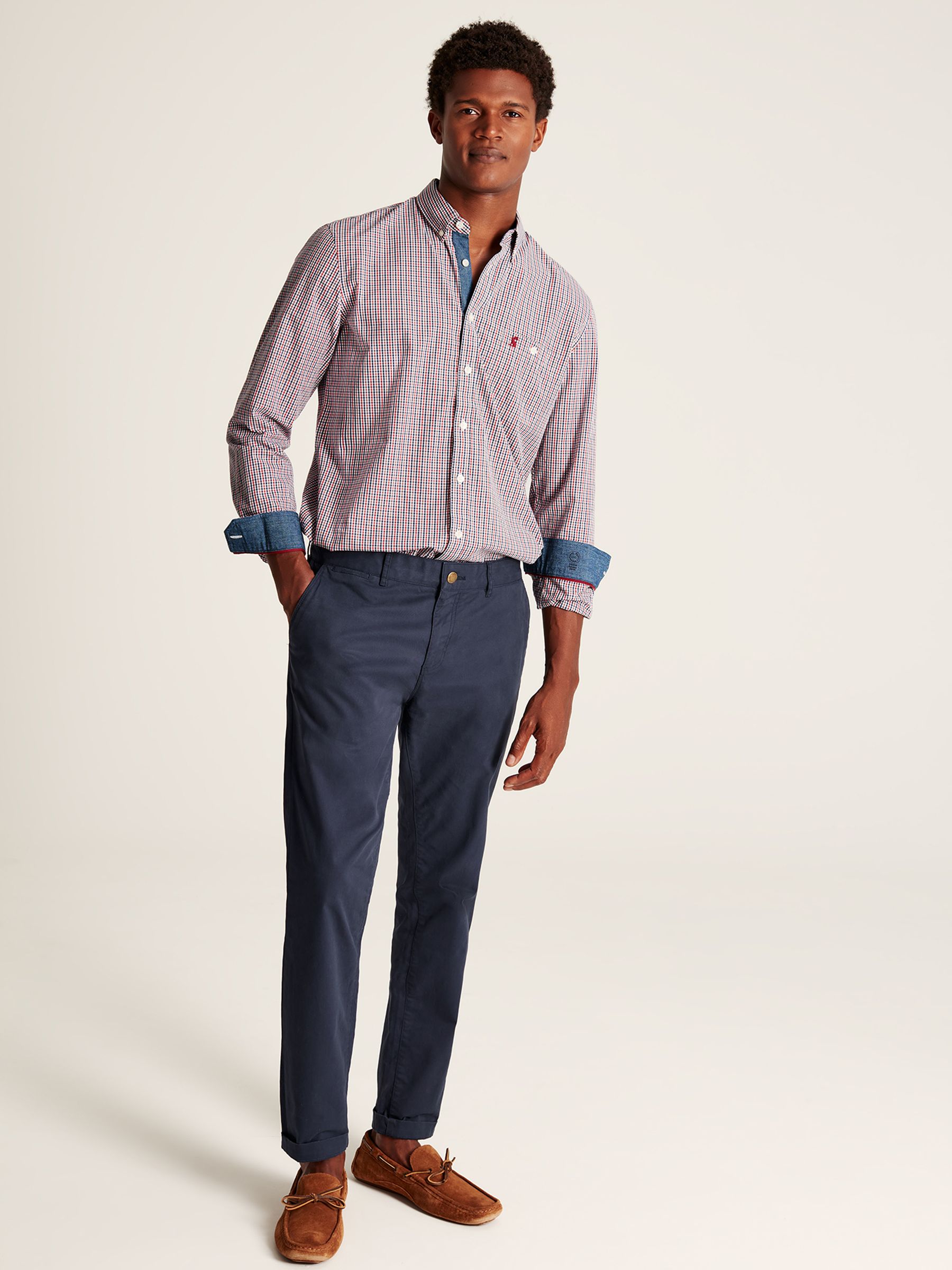 Abbott Navy/Red Gingham Classic Fit Poplin Shirt - Image 9 of 9