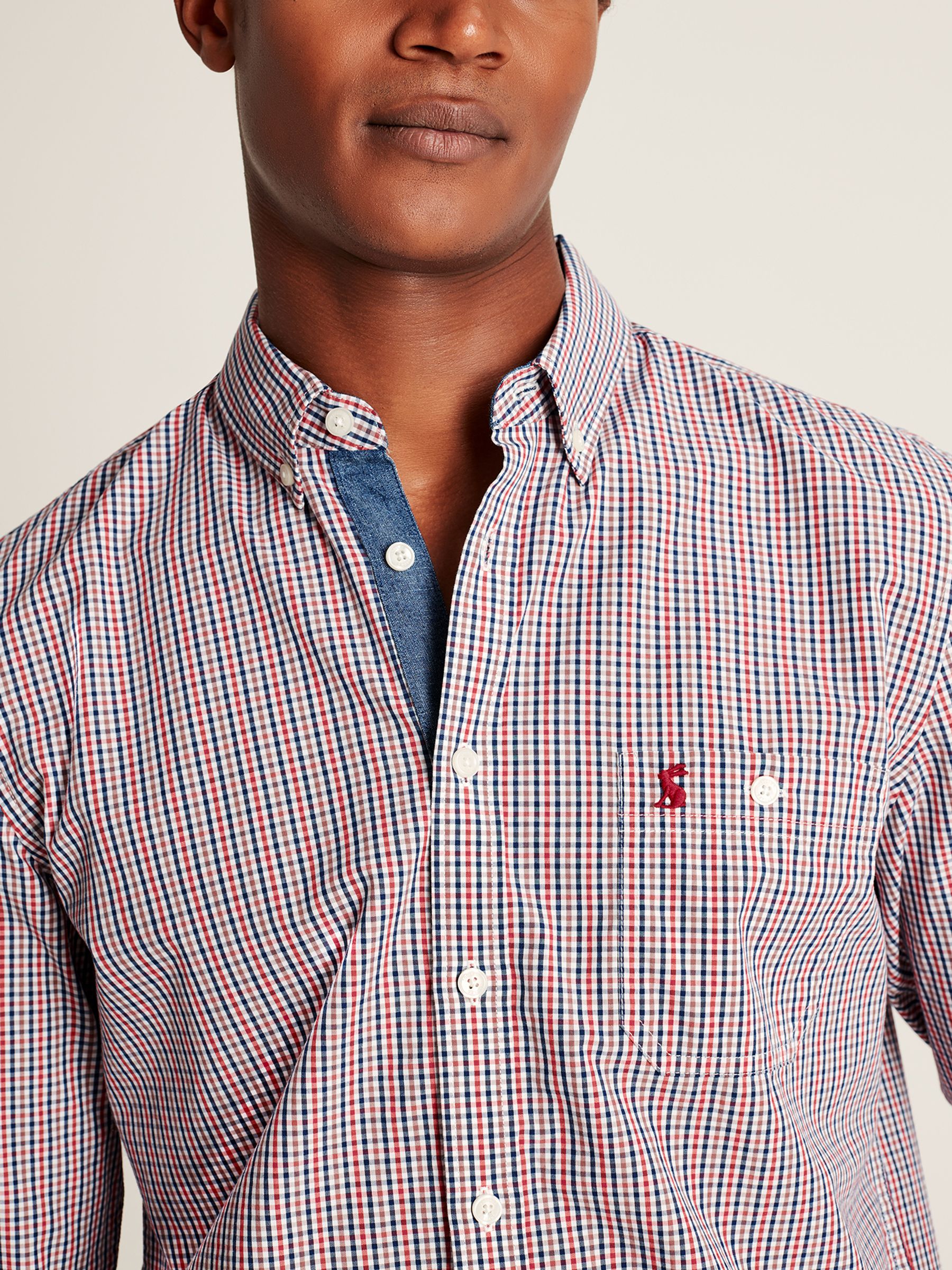 Abbott Navy/Red Gingham Classic Fit Poplin Shirt - Image 5 of 6