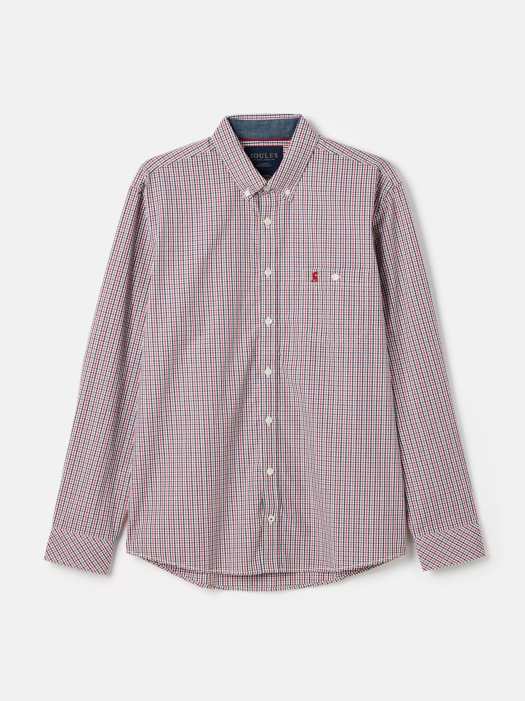 Abbott Navy/Red Gingham Classic Fit Poplin Shirt - Image 6 of 6
