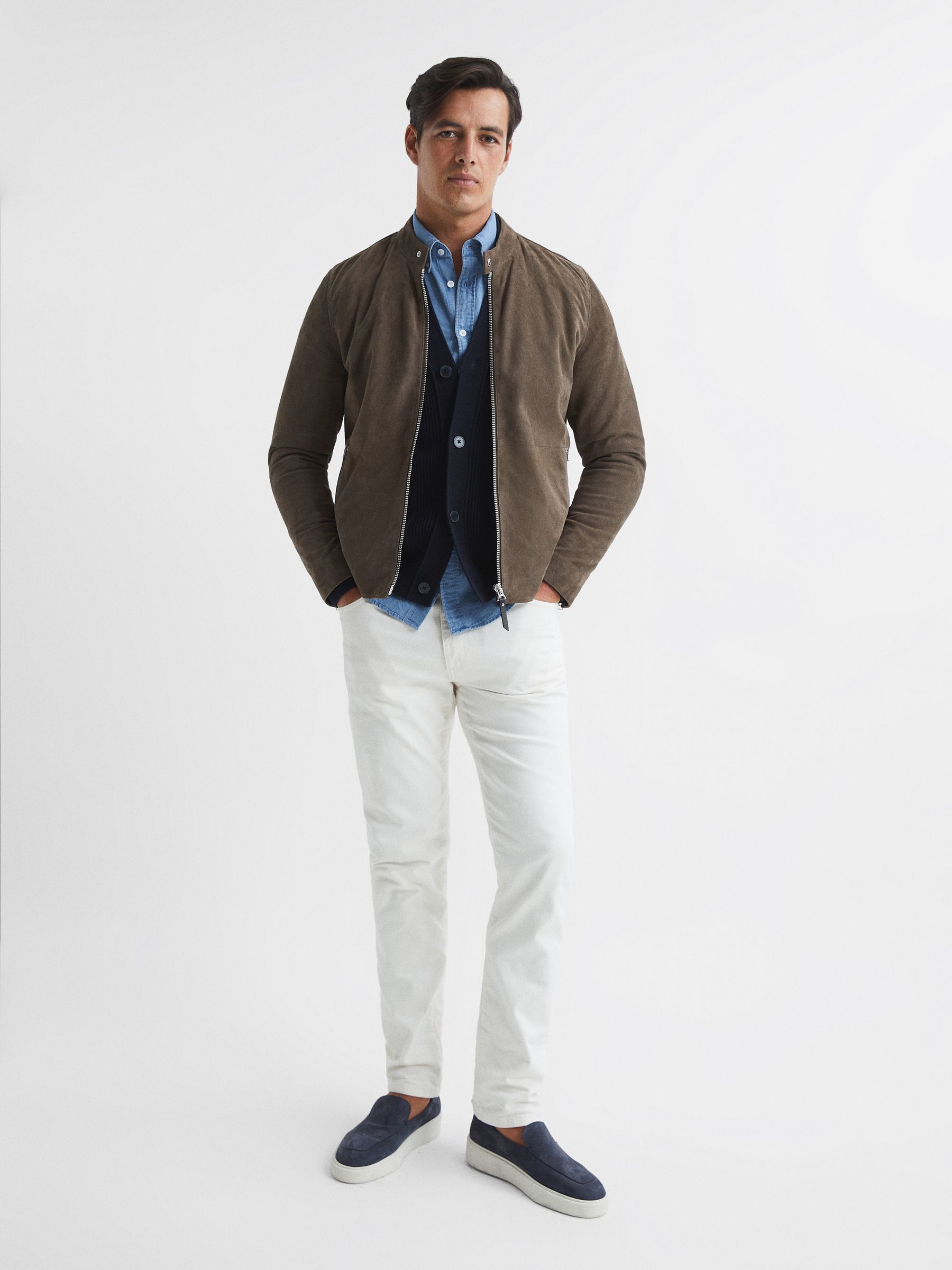 Chunky Knit Ribbed Cardigan in Navy - Image 3 of 5