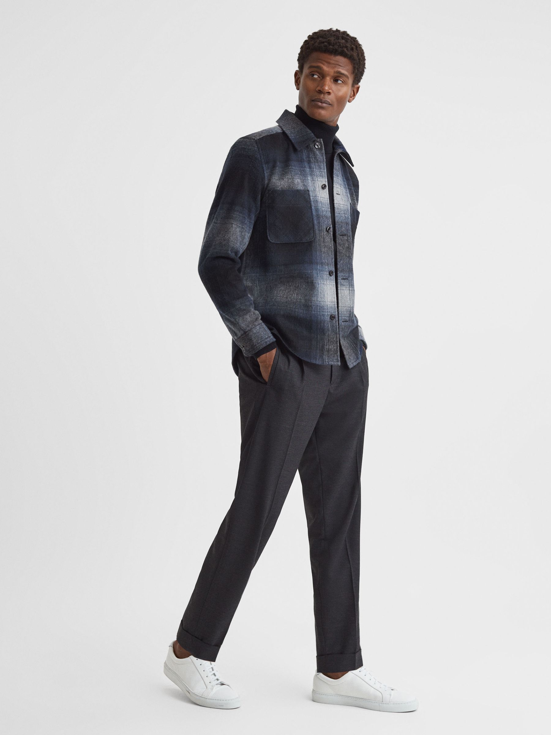 トップス UND CHECK WOOL OVER SHIRT Check wool-blend overshirt - Men | MANGO OUTLET USA