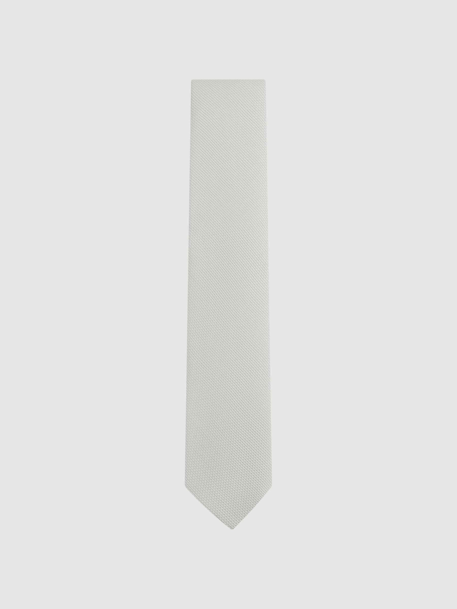 Textured Silk Blend Tie in Silver - Image 1 of 5