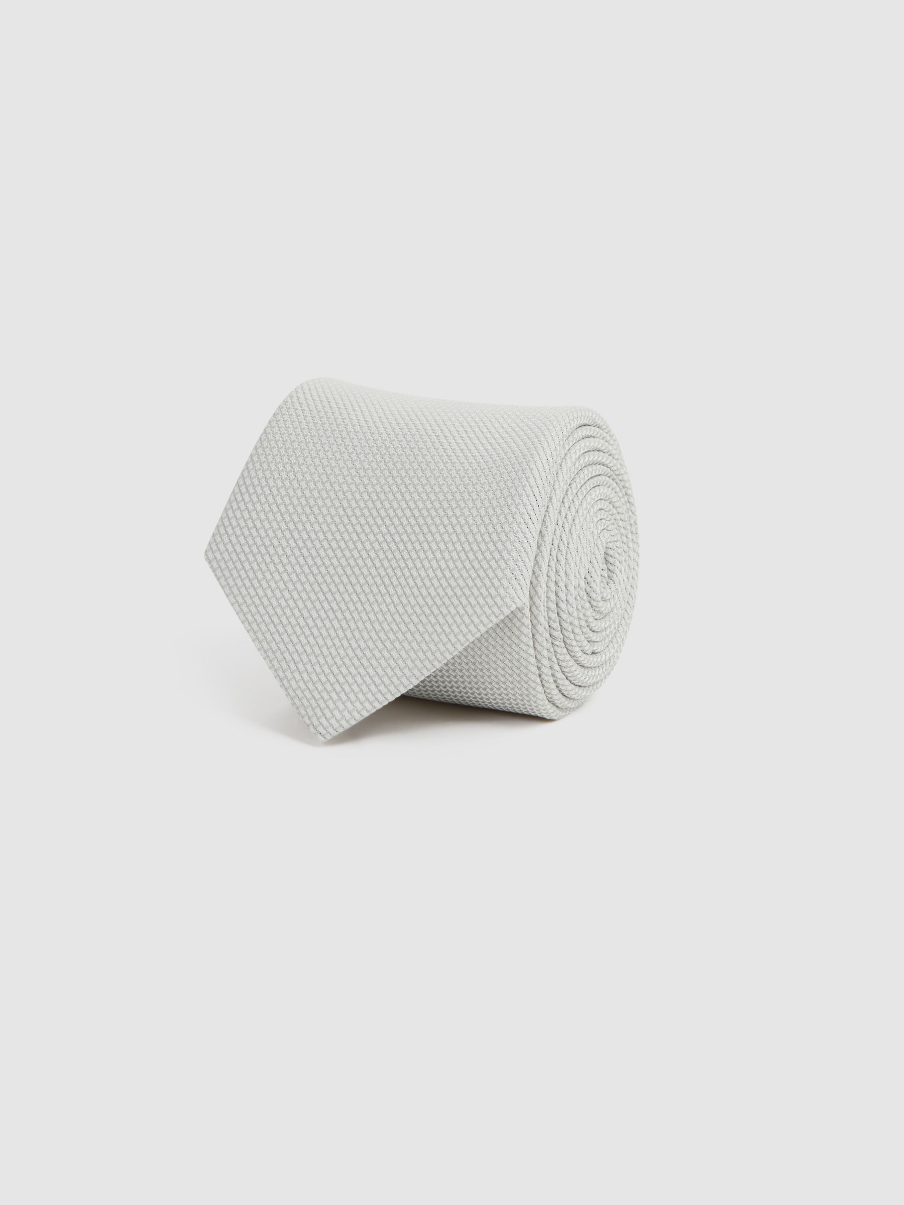 Textured Silk Blend Tie in Silver - Image 3 of 5