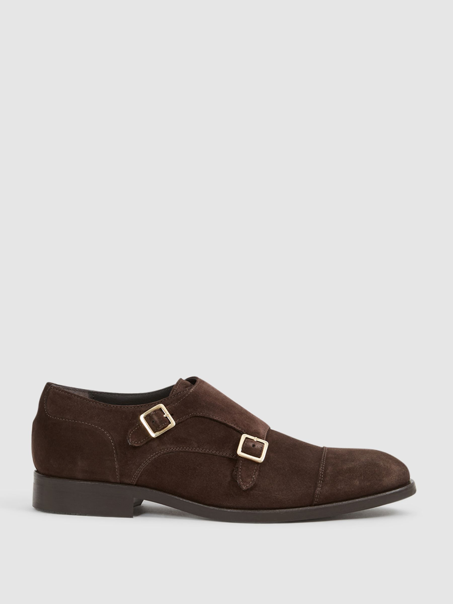 Leather Monk Strap Shoes in Chocolate - Image 1 of 7
